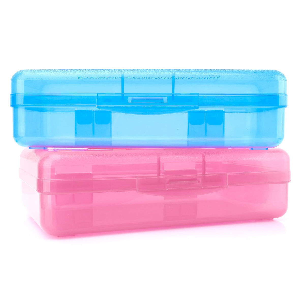 Pencil Case, Pencil Box, Clear Pencil Case, 3 Pack Plastic Pencil Case, Large Capacity Pencil Case, Crayon Box with Snap-tight Lid Stackable Design, Plastic Storage Box for School Office Supplies
