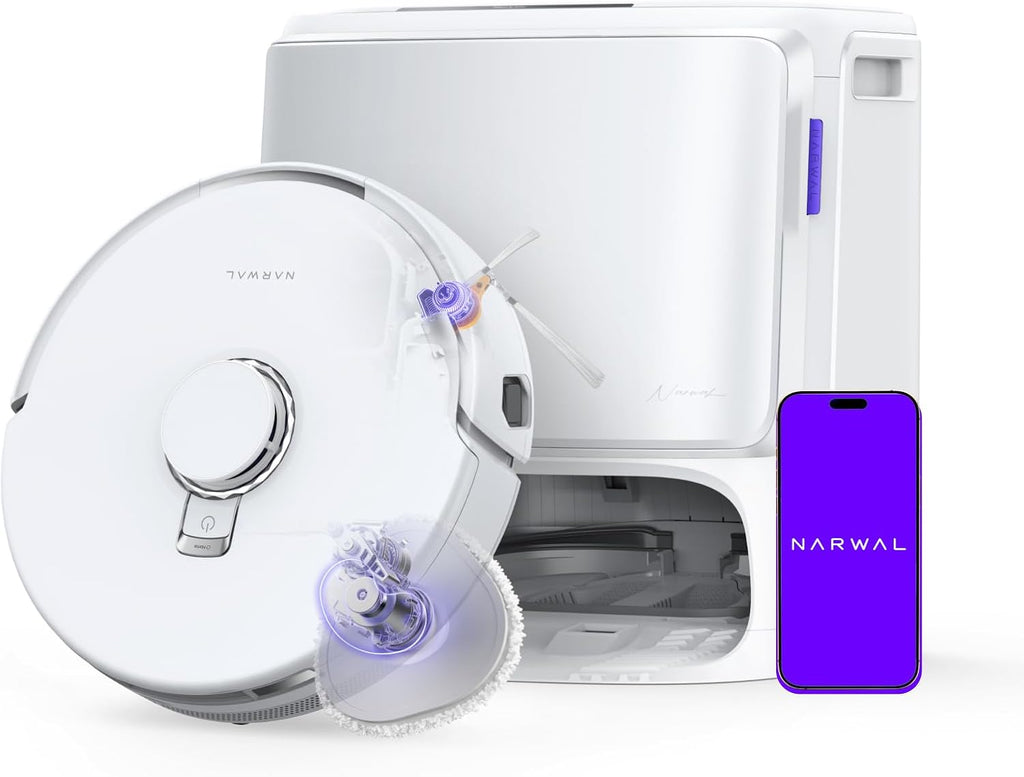 NARWAL Freo Z10 Turbo Robot Vacuum and Mop Combo, 25,000Pa Powerful Cleaning for Every Surface, Tangle-Free for Pet Hair, Smart Obstacle Avoidance, Self-Emptying, Mop Washing, for Carpet & Hard Floors