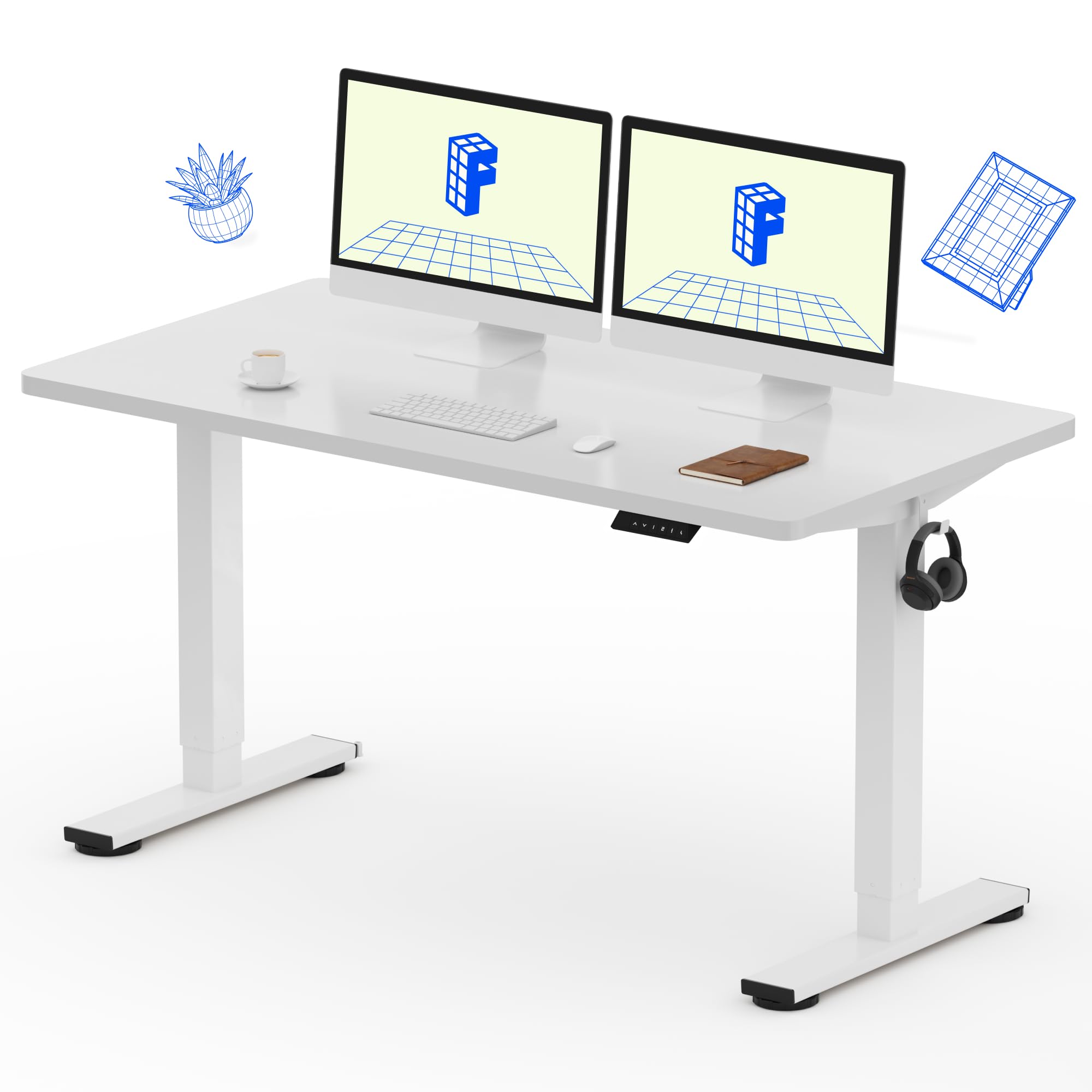 FLEXISPOT EN1 One-Piece Standing Desk, Electric Adjustable with 4 Memory Presets, 176 LBS Capacity, Stable & Quiet, Seamless Desktop for Home Office & Dual Monitors, 40"x24" Black