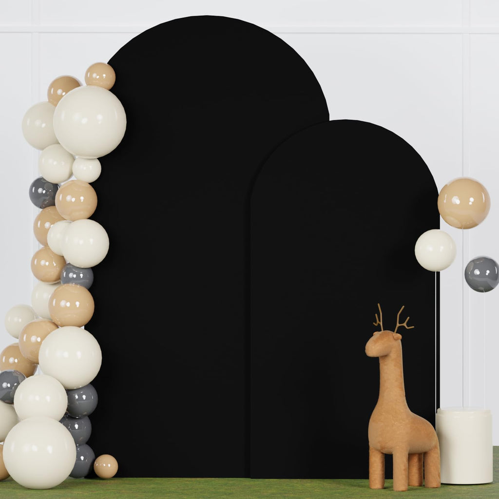 FANPROMS Beige Arch Backdrop Cover Set of 3 Wedding Arch Cover 4x5x6FT Round Top Arch Stand Cover for Fitted Arch Covers Spandex Backdrop Covers Set for Wedding Party Ceremony Decorations