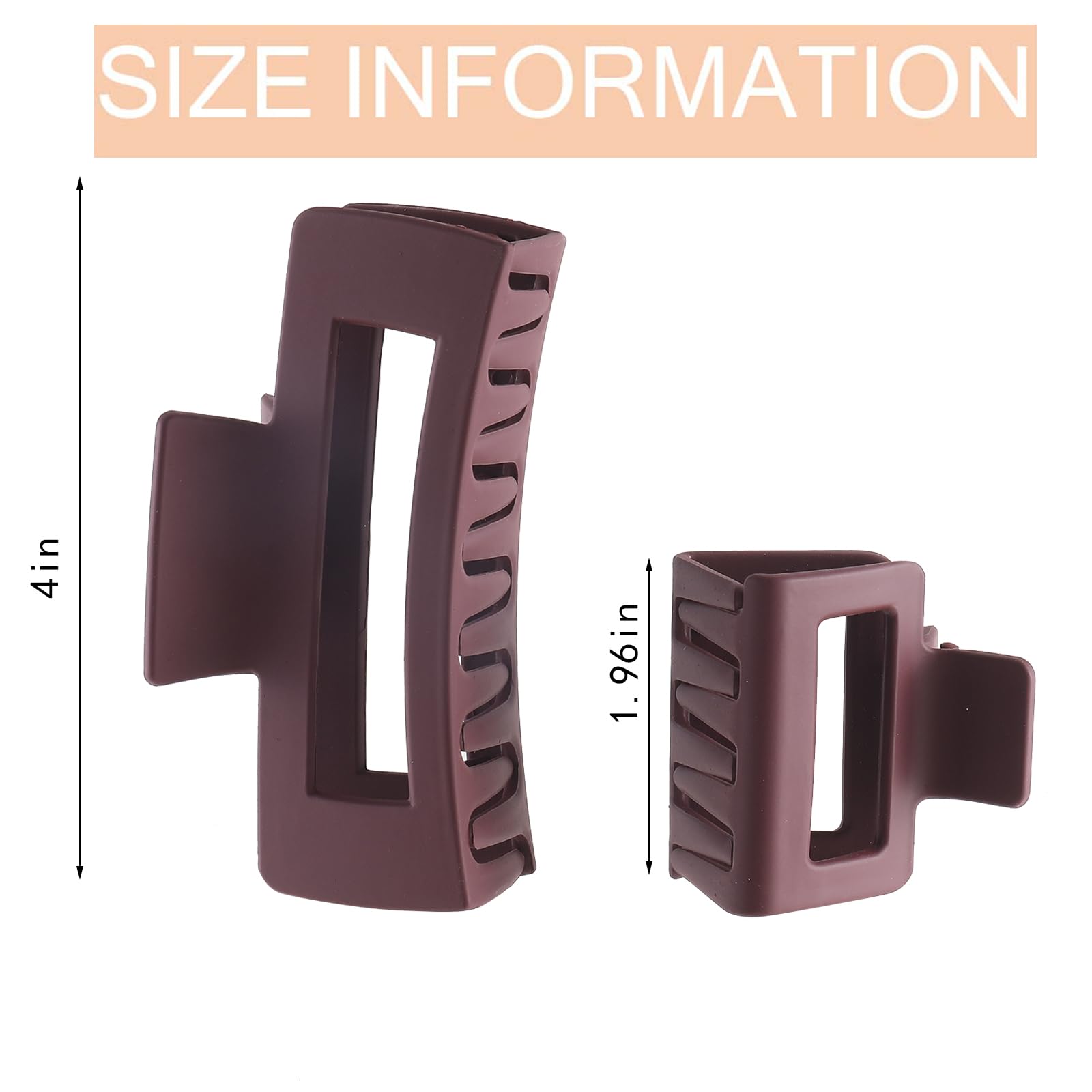 12 Pack Black Square Claw Clips, Big and Small Neutral Rectangle Hair Claw, Non-slip Matte Large Hair Clips for Women,Strong Hold jaw clip for Thick Thin Hair