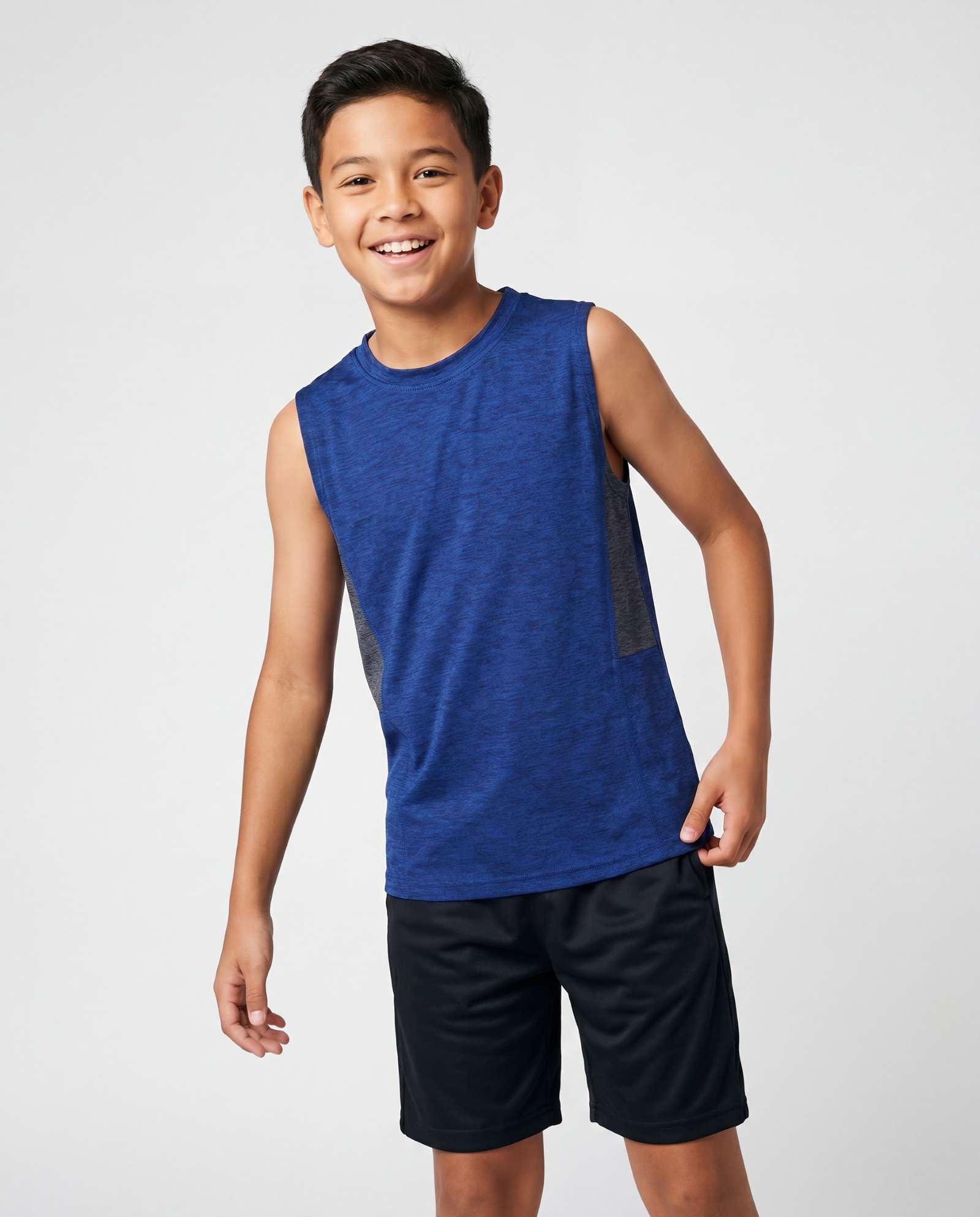 Real Essentials 5 Pack: Boys Dry-Fit Active Athletic Performance Tank Top