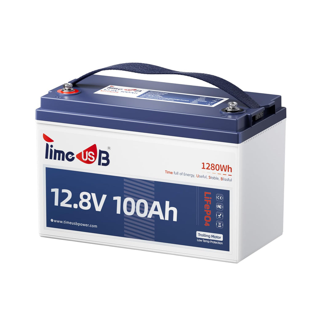Timeusb 12V 50Ah Trolling Motor LiFePO4 Lithium Battery with Low-Temp Protection, 15000 Deep Cycle, Max. 60A Current at 30mins, 12V Battery for 20~70lb Boat Motor, Fish Finder, Instrument Panel etc.