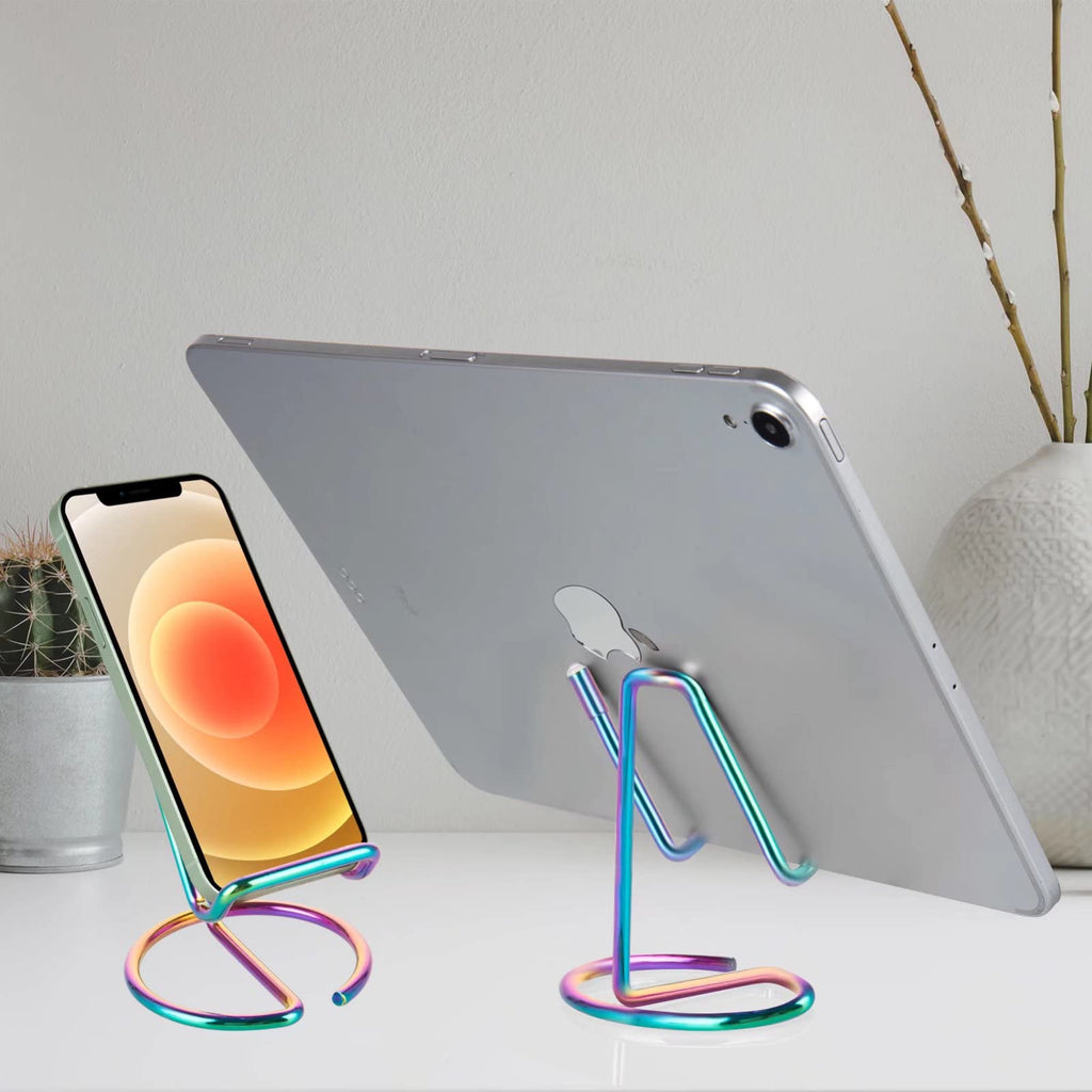 ROPOSY Cell Phone Stand for Desk, Cute Metal Black Cell Phone Stand Holder Desk Accessories, Compatible with All Mobile Phones, iPhone, iPad