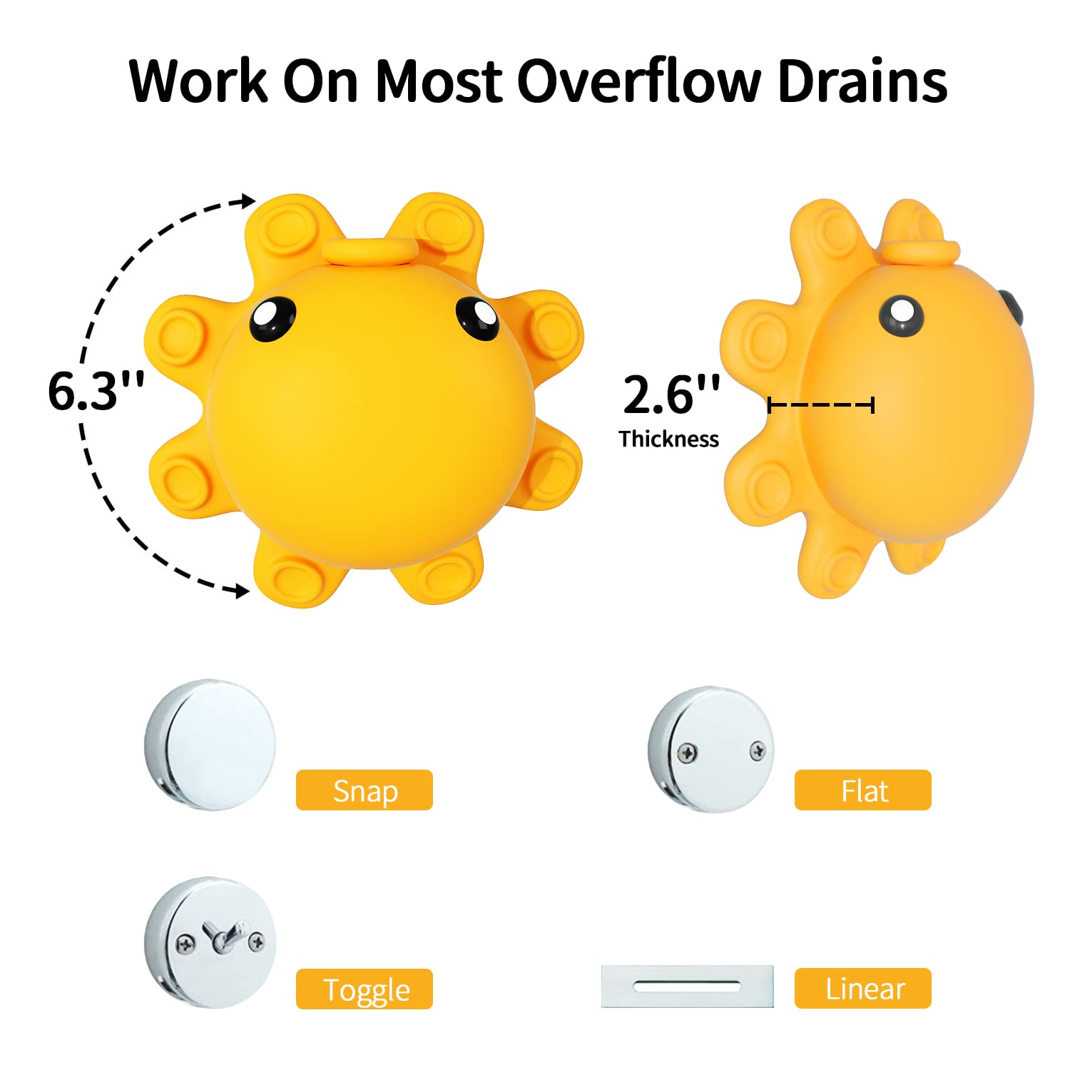 Bathroom Bathtub Overflow Drain Cover- Silicone Bath Tub Drain Cover, Tub Overflow Drain Stopper with Suction Cups, Adds Inches of Water for Deeper Bath, Cute Bathroom Accessories, Baby Blue