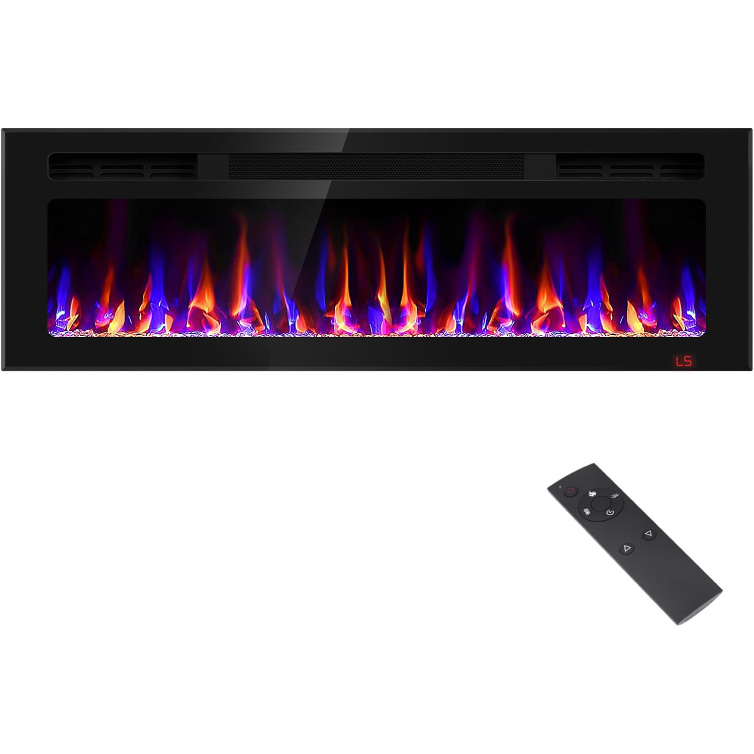 31 Inch Electric Fireplace Recessed and Wall Mounted, Fireplace Heater and Linear Fireplace, Ultra-Thin Electric Fireplace, Low Noise, with Timer, Remote Control, Adjustable 12 Flame Color, 750/1500W