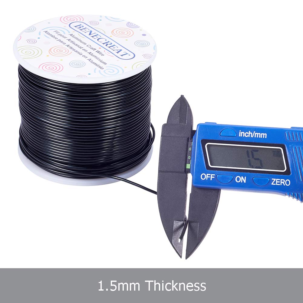 BENECREAT 9 Gauge Jewelry Craft Aluminum Wire 55 Feet Bendable Metal Sculpting Wire for Halloween Craft Floral Model Skeleton Making (Black, 3mm)
