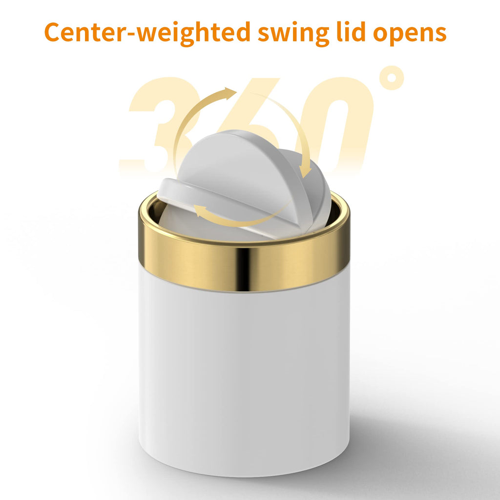 Mini Trash Can with Lid, Desktop Small Trash Can Recycling Bin Cute Metal Garbage Can for Tabletop Countertop Use,Stainless Steel 0.4Gal/1.5L Waste Bin for Office Parlor Car Bedroom,Swing Lid Open