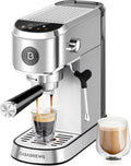 CASABREWS 5418 PLUS Espresso Machine 20 Bar, Compact Espresso Maker with Steam Milk Frother, Stainless Steel Coffee Machine with 34oz Detachable Water Tank for Cold Brew, Cappuccino, Silver