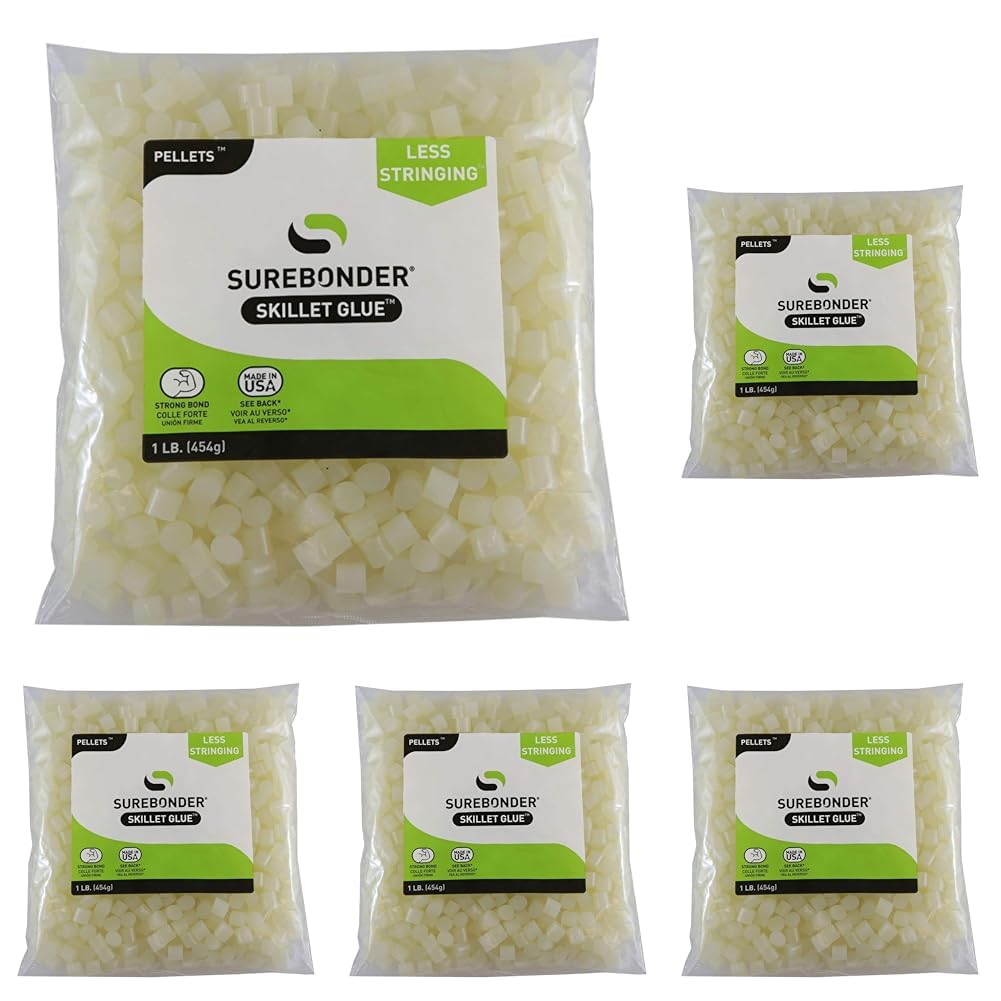 Surebonder B-2001 Less Stringing Skillet Glue Cube Pellets for Crafts and Floral Projects, 1 lb Bag, Use in Surebonder Glue Skillets, Cream Color
