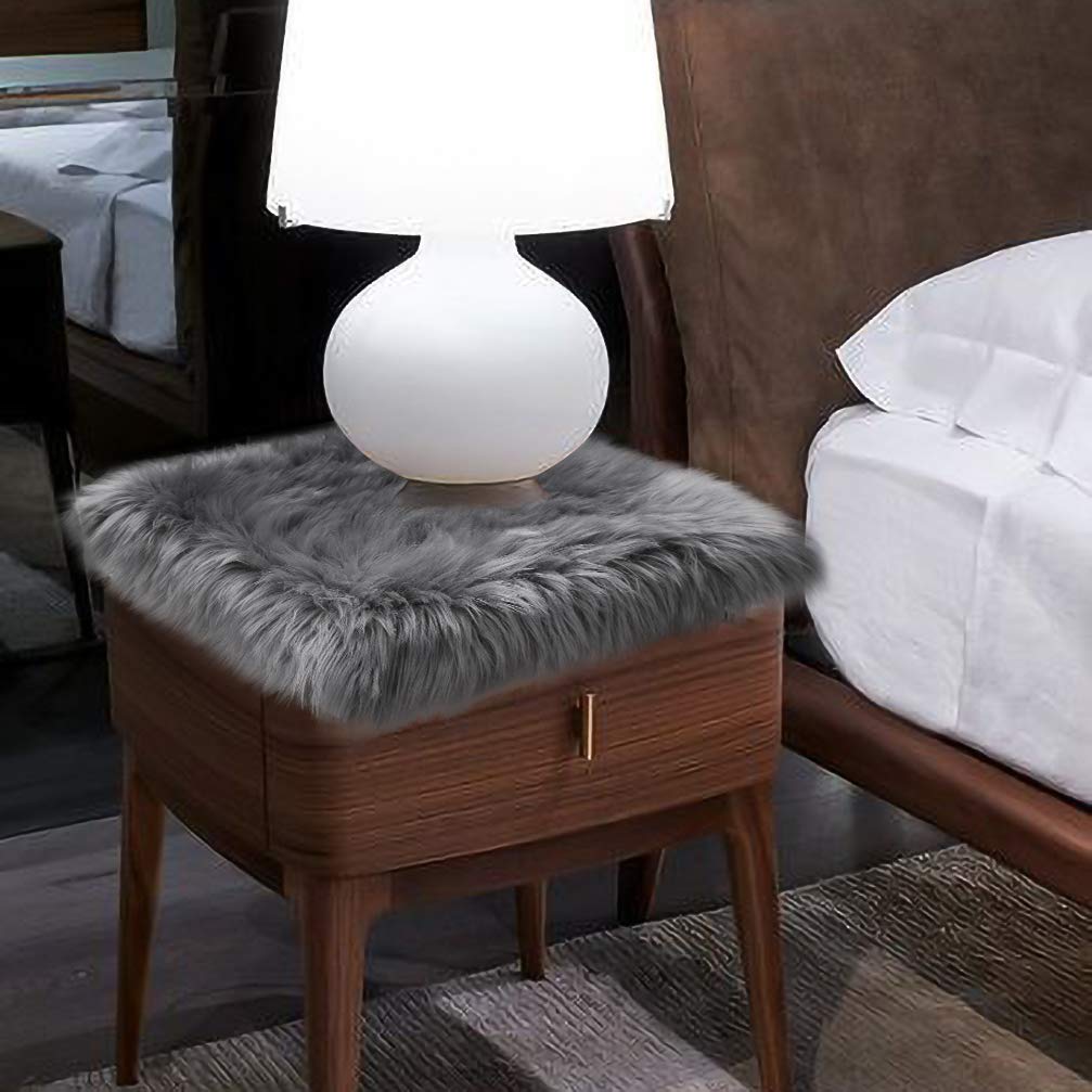 Softlife Black Faux Fur Sheepskin Chair Cover Seats Cushion Pad Super Soft Area Rugs for Living Bedroom Sofa Dorm (1.6ft x 1.6ft)