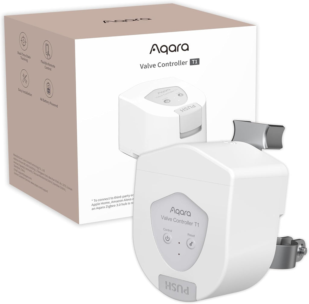 Aqara Smart Valve Controller T1,Matter Over Bridge, Zigbee 3.0 Hub Required | Combined with Water Leak Detectors for Home, Supports App Remote Control Shutoff, Supports HomeKit, Alexa, Google