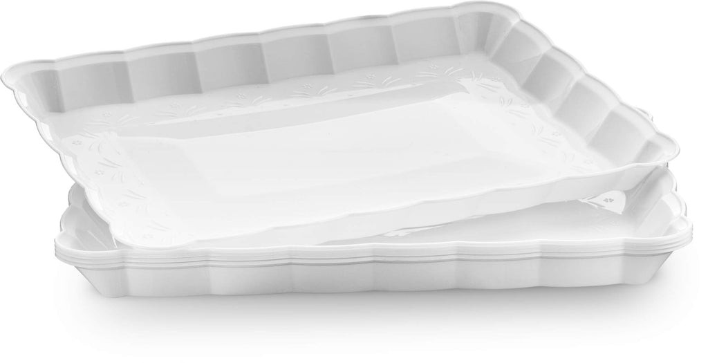 Plasticpro Plastic Serving Trays - Serving Platters Rectangle 9X13 Disposable Party Dish 4 Black Trays
