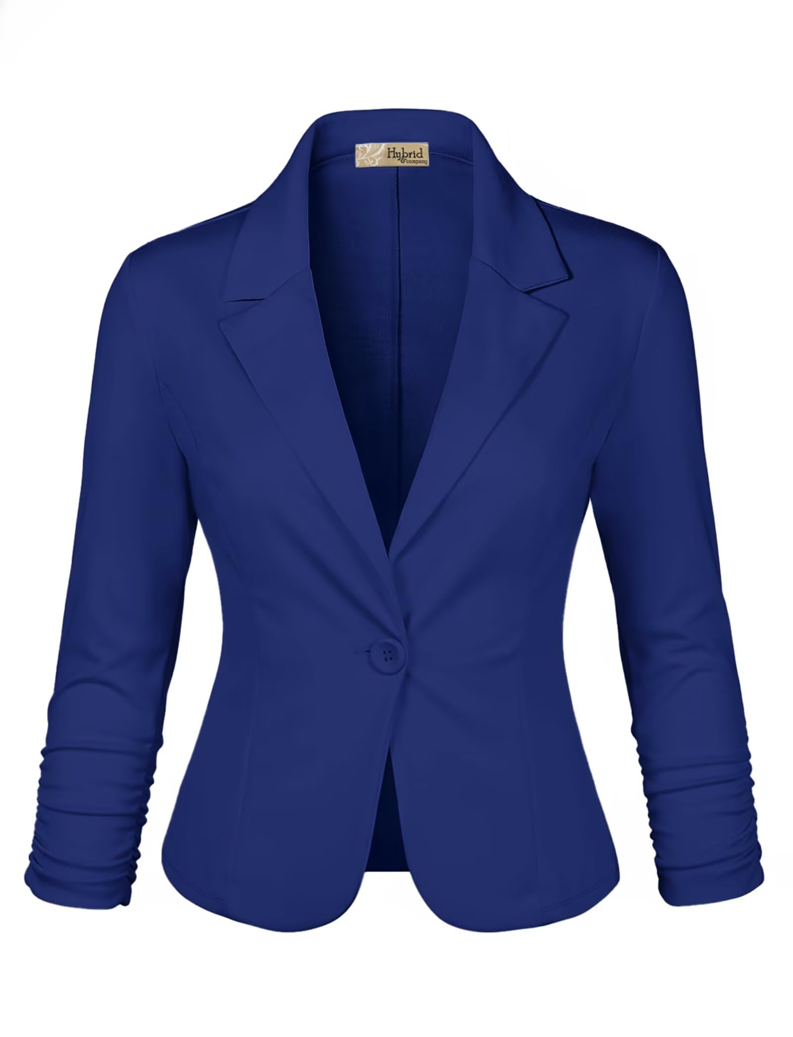 Hybrid & Company Women's Lightweight Casual Work Office Stretch Ponte Cardigan Blazer Jacket Made in USA