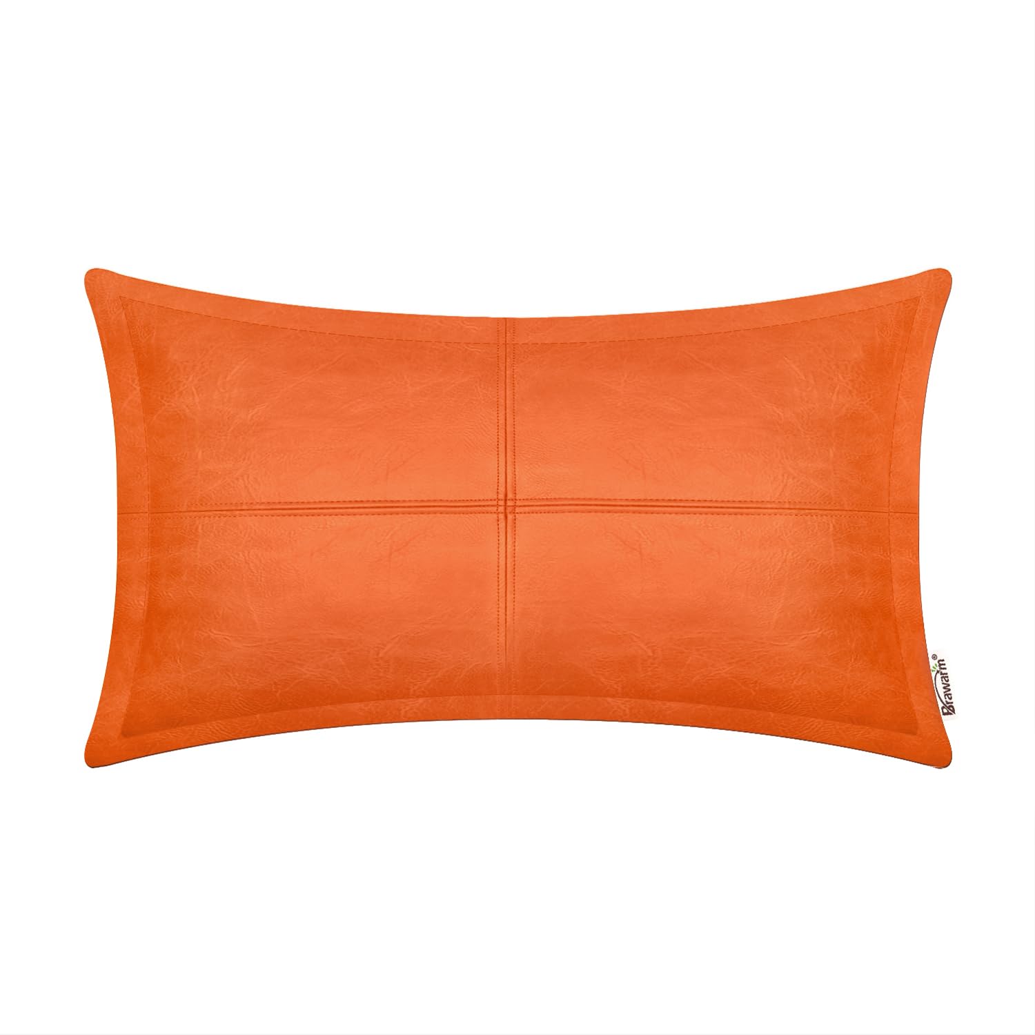 BRAWARM Faux Leather Throw Pillow Covers 16 X 16 Inches, Black Leather Pillow Cover, Hand Stitched Leather Decorative Pillow Cover for Couch Sofa Bed Living Room Home Garden