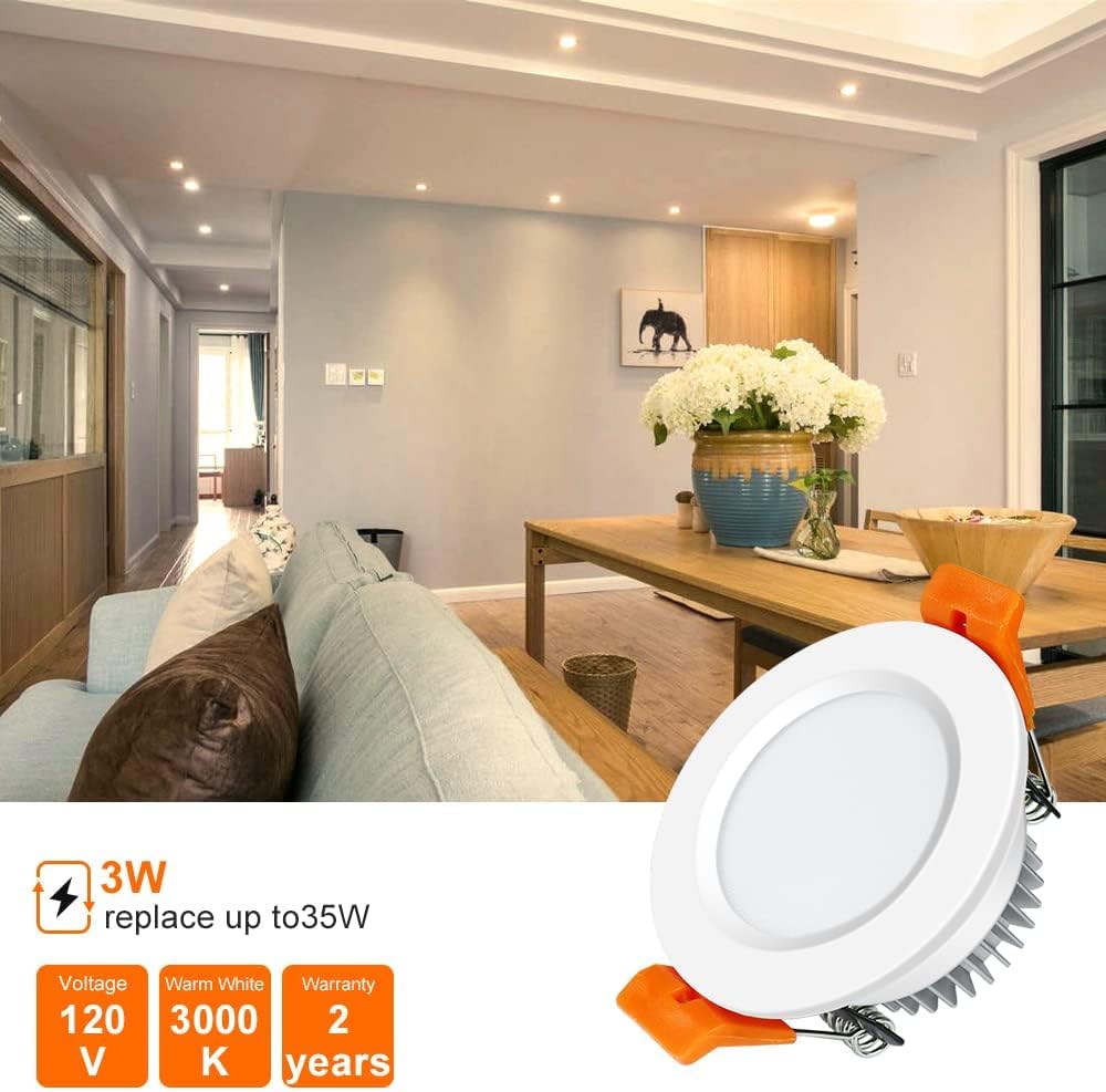 inShareplus 2 Inch LED Recessed Lighting, Downlight Dimmable 3W (35W Equivalent), 5000K Daylight White, CRI80, Recessed Light Fixtures with LED Driver (1 Pack)
