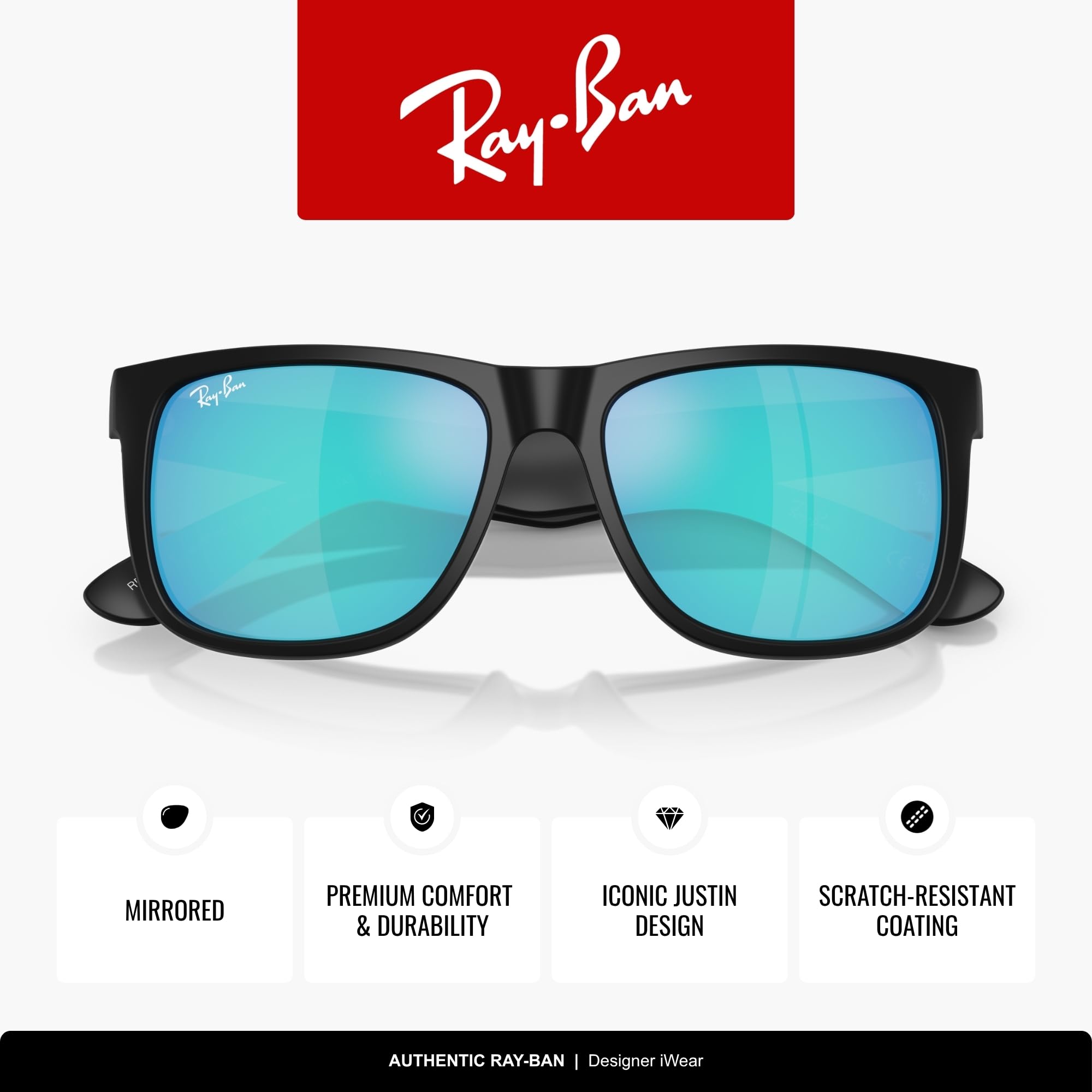 Ray-Ban RB4165F Justin Classic Square Sunglasses for Men
