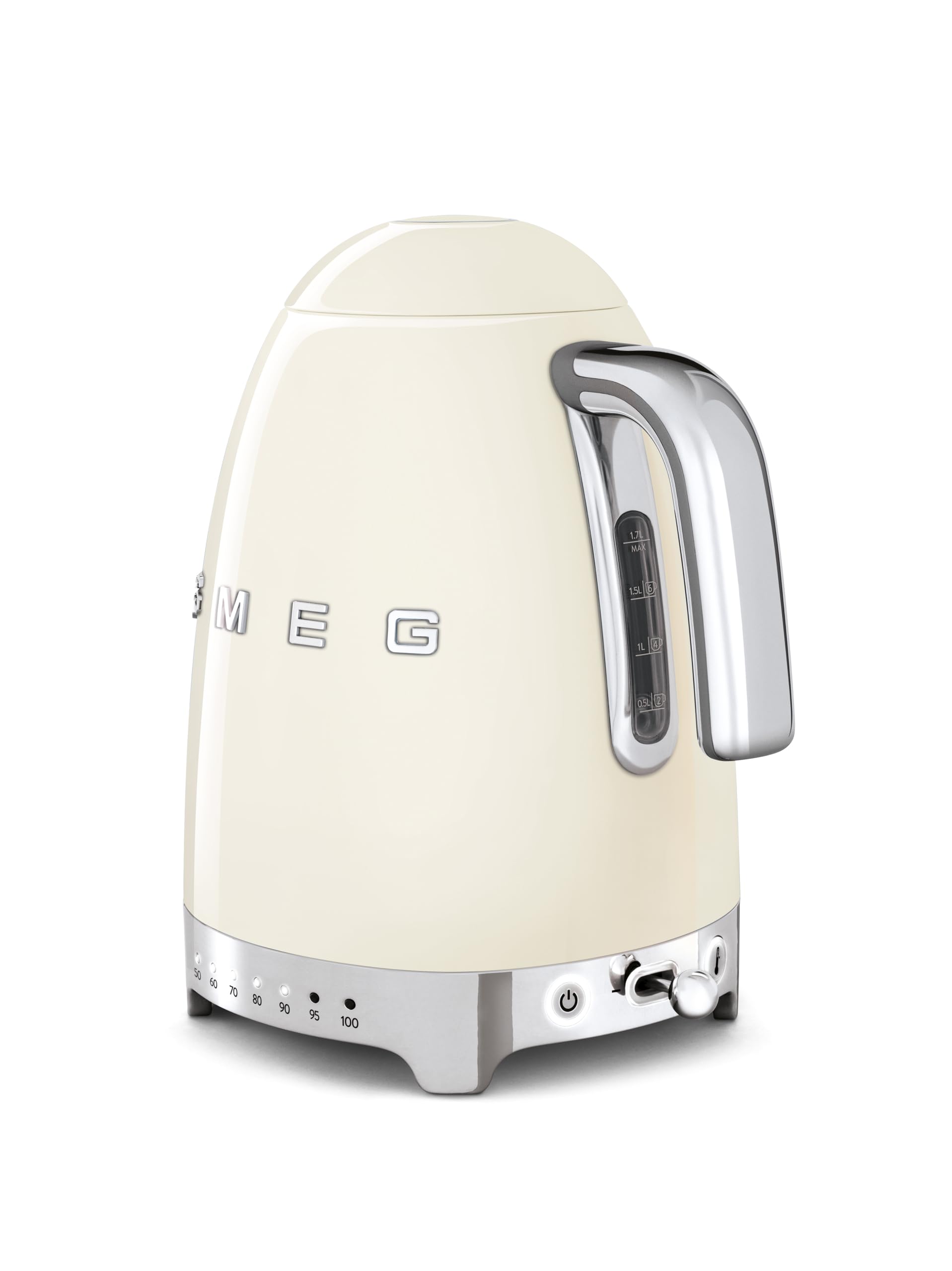 SMEG Variable Temperature Electric Kettle 1.7L (7 Cup), Stainless Steel Tea & Coffee Kettle, Fast Boil, Adjustable Temp 122°F–212°F, Keep Warm, Auto Shut-Off, 360° Base, Retro Style-Black