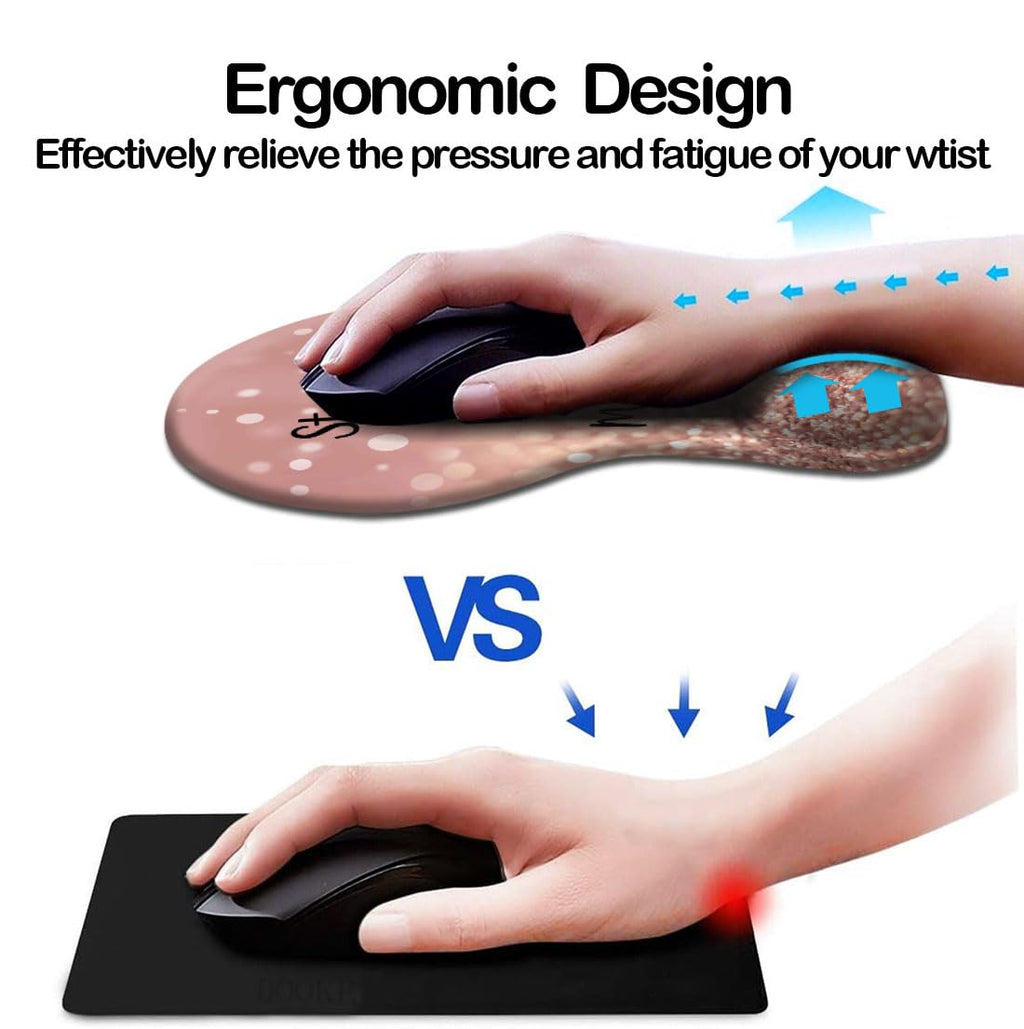 DOOKE Ergonomic Mouse Pad with Wrist Support and Coaster,Mouse Pads with Non-Slip PU Base for Home Office Working Studying Easy Typing & Pain Relief Aesthetic Art