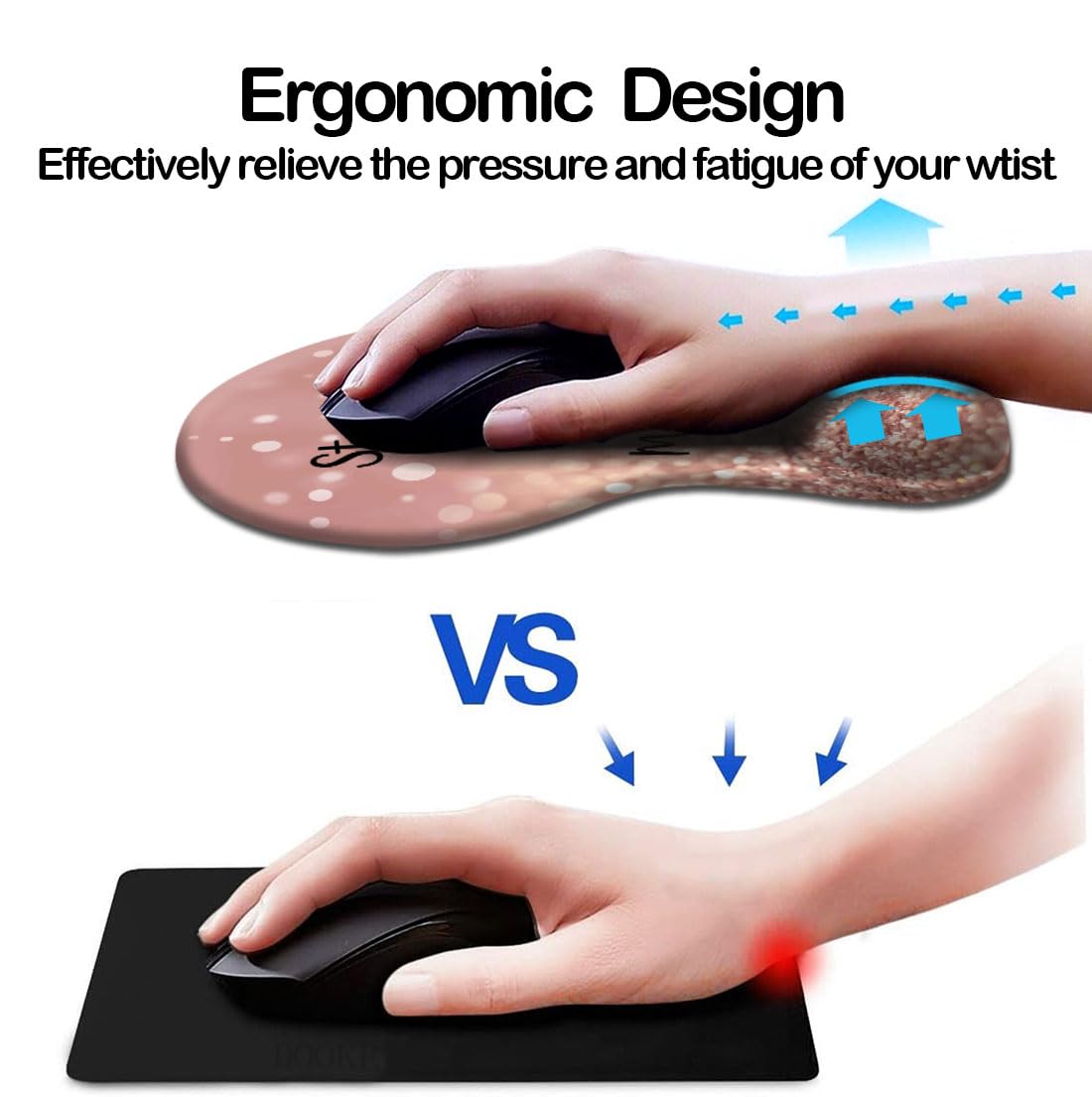 DOOKE Ergonomic Mouse Pad with Wrist Support and Coaster,Mouse Pads with Non-Slip PU Base for Home Office Working Studying Easy Typing & Pain Relief Aesthetic Art