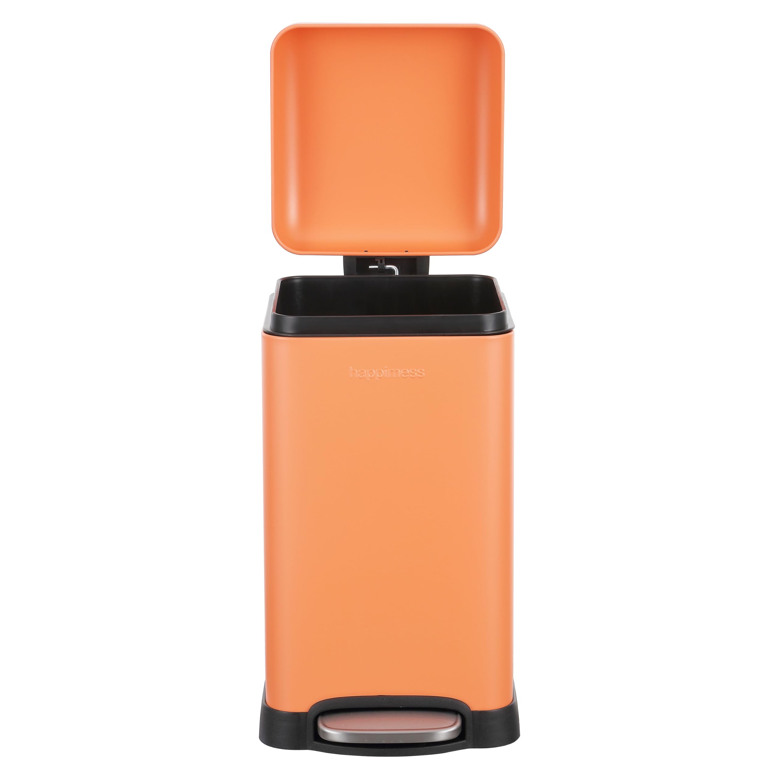 happimess HPM1012B Betty Retro Mini 3.2-Gallon Step-Open Trash Can with Soft-Close Lid, Modern, Minimalistic, Fingerprint Proof for Home, Kitchen, Laundry Room, Office, Bedroom, Bathroom, Black