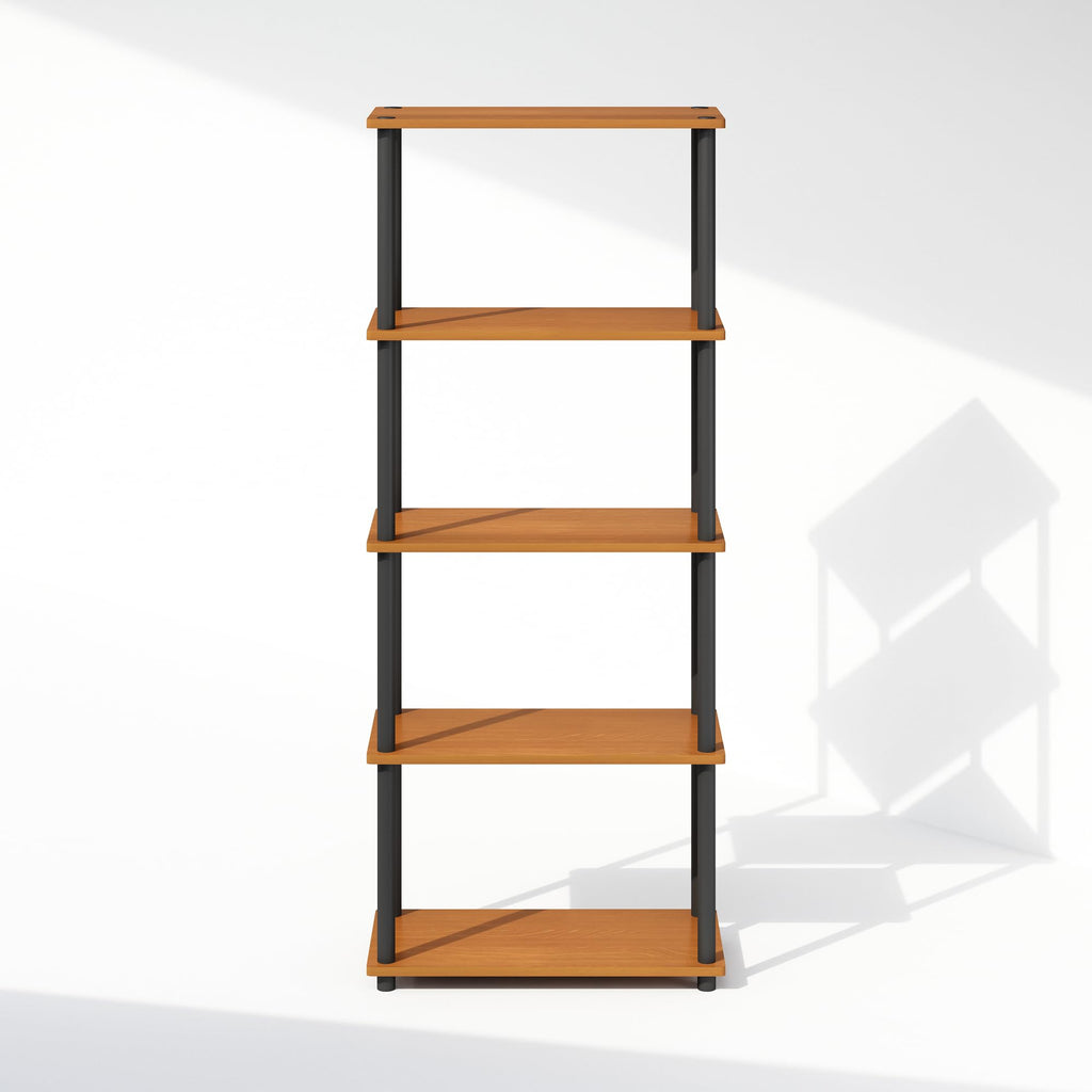 Furinno Turn-N-Tube Book Shelf, 4-Tier Bookshelf, Bookcase with Multipurpose Compact Display Rack, 11.6 x 23.6 x 43.2, for Living Room, Bedroom, Home Office, Americano/Black