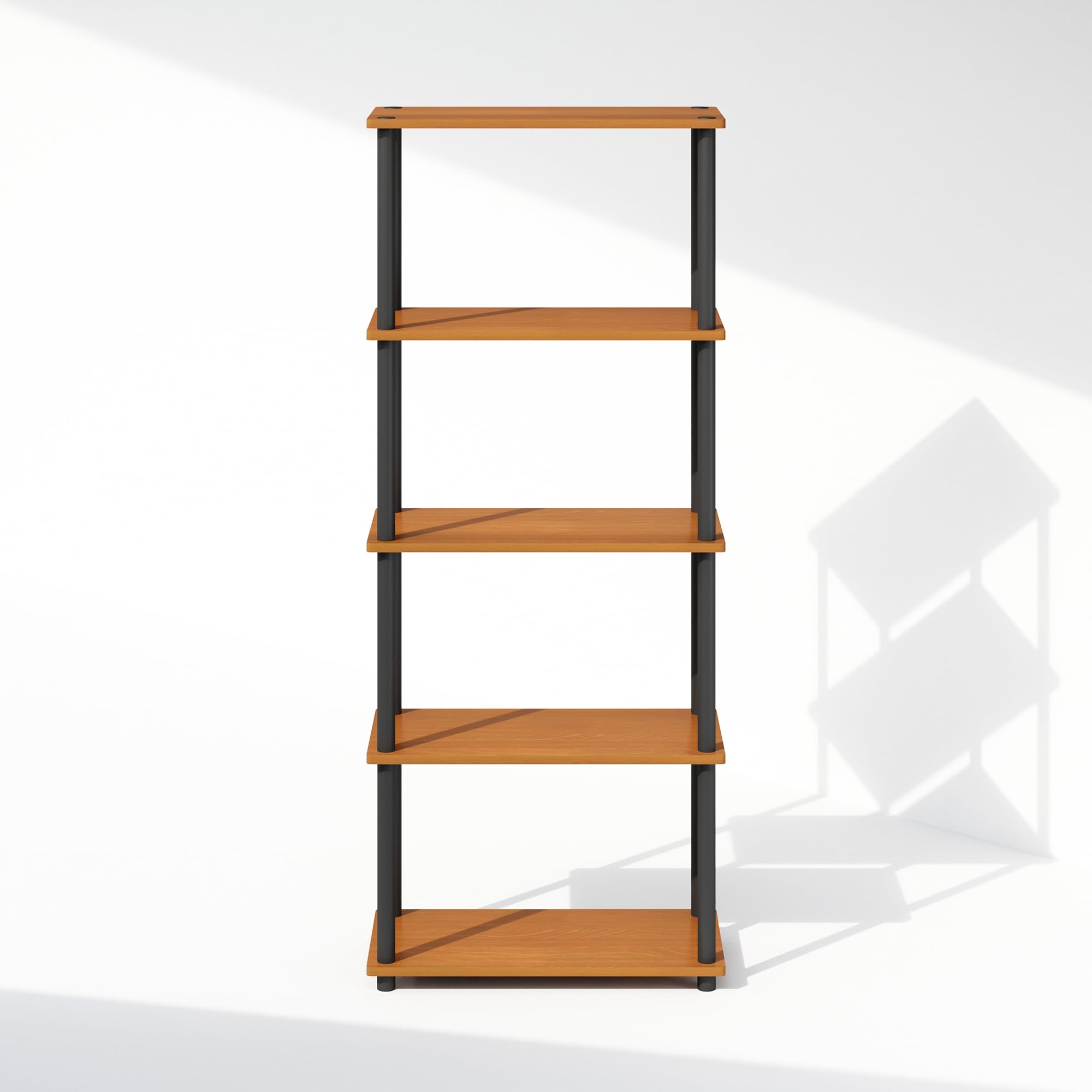 Furinno Turn-N-Tube Book Shelf, 4-Tier Bookshelf, Bookcase with Multipurpose Compact Display Rack, 11.6 x 23.6 x 43.2, for Living Room, Bedroom, Home Office, Americano/Black