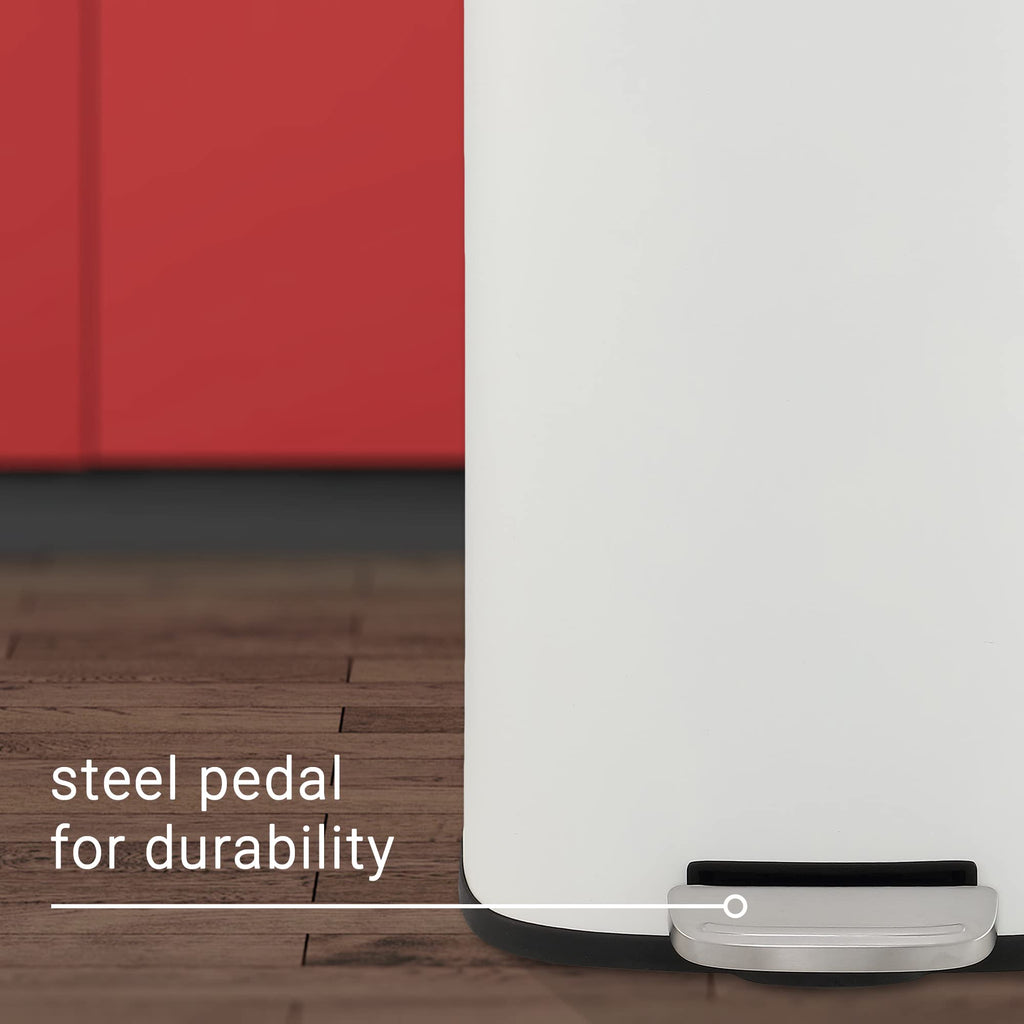 happimess HPM1011B Curtis 8-Gallon Step-Open Trash Can with Soft-Close Lid, Modern, Minimalistic, Fingerprint Proof for Home, Kitchen, Laundry Room, Office, Bedroom, Bathroom, Black