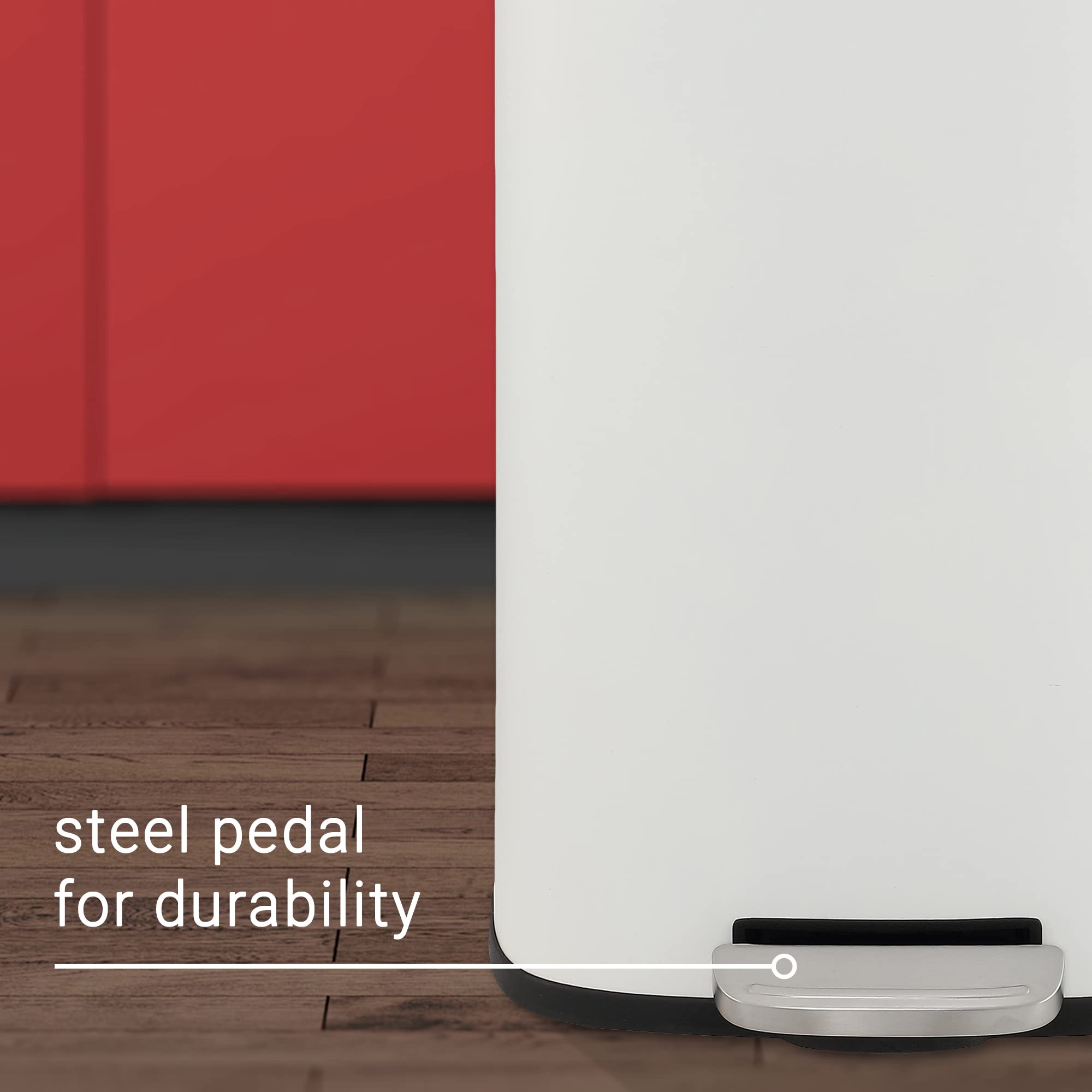 happimess HPM1011B Curtis 8-Gallon Step-Open Trash Can with Soft-Close Lid, Modern, Minimalistic, Fingerprint Proof for Home, Kitchen, Laundry Room, Office, Bedroom, Bathroom, Black