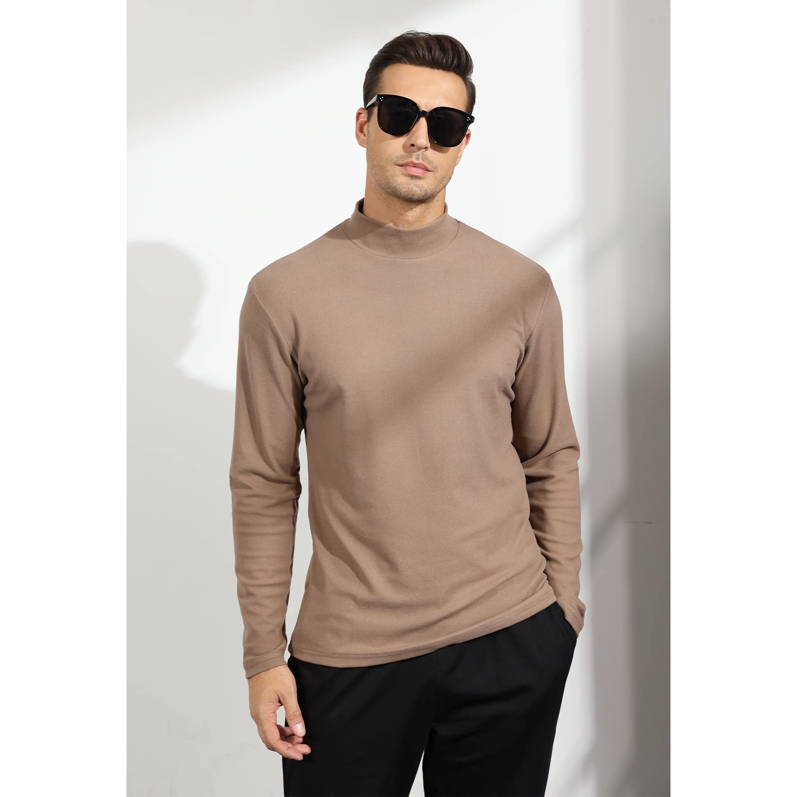 Rela Bota Mens Half Turtleneck Long Sleeve Pullover Basic Designed Undershirt Stretch Slim Fit Sweaters