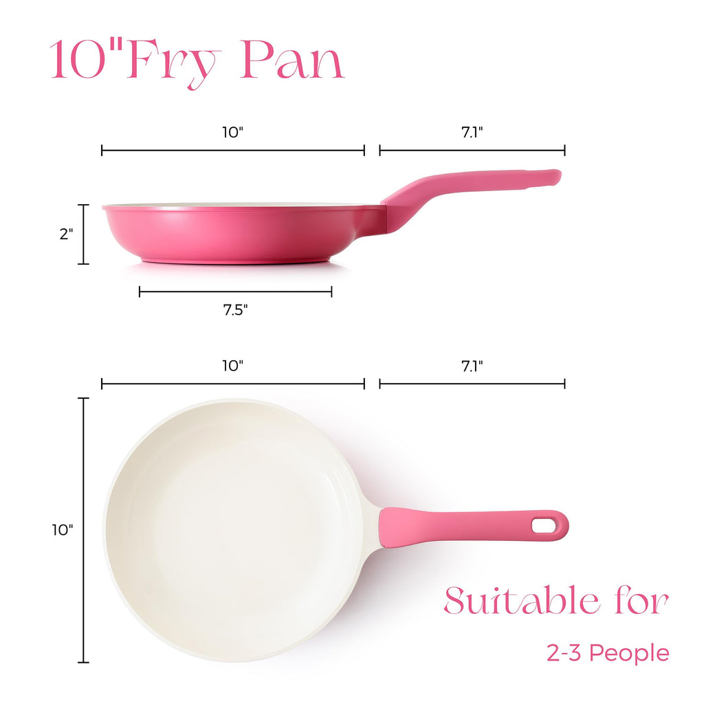 PRICUSIS Nonstick Frying Pan, 8/10/12 Inch Skillet with Stay Cool Handle, Fully Coated, Induction Compatible, 100% Dishwasher Safe, PFOA Free（10 Inch, Black Sesame）