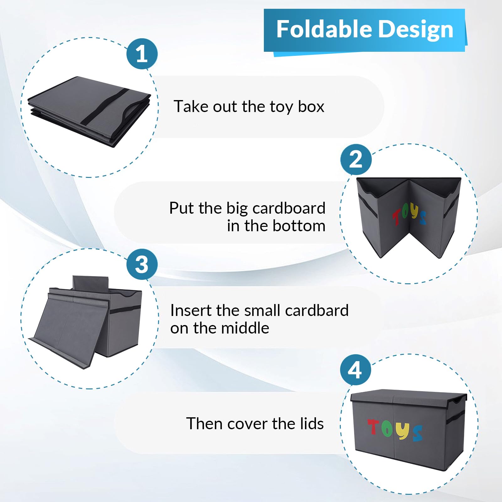 YOLOXO Toy Box Chest, Collapsible Sturdy Storage Bins with Lids, Extra Large Kids Toy Storage Organizer Boxes Bins Baskets for Kids, Boys, Girls, Nursery Room, Playroom, Closet (BLACK)