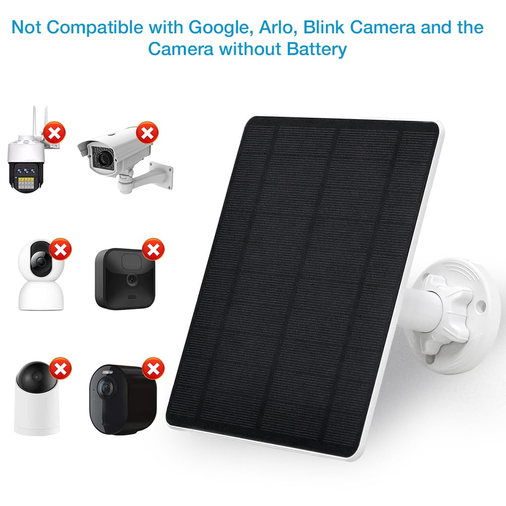 Solar Panel for Security Camera,5W USB Solar Panel for Cameras DC 5V,Camera Solar Panel Charger Micro USB & USB-C & DC,IP65 Waterproof USB Solar Panel Charger for Camera with 360°Adjustable Mounting