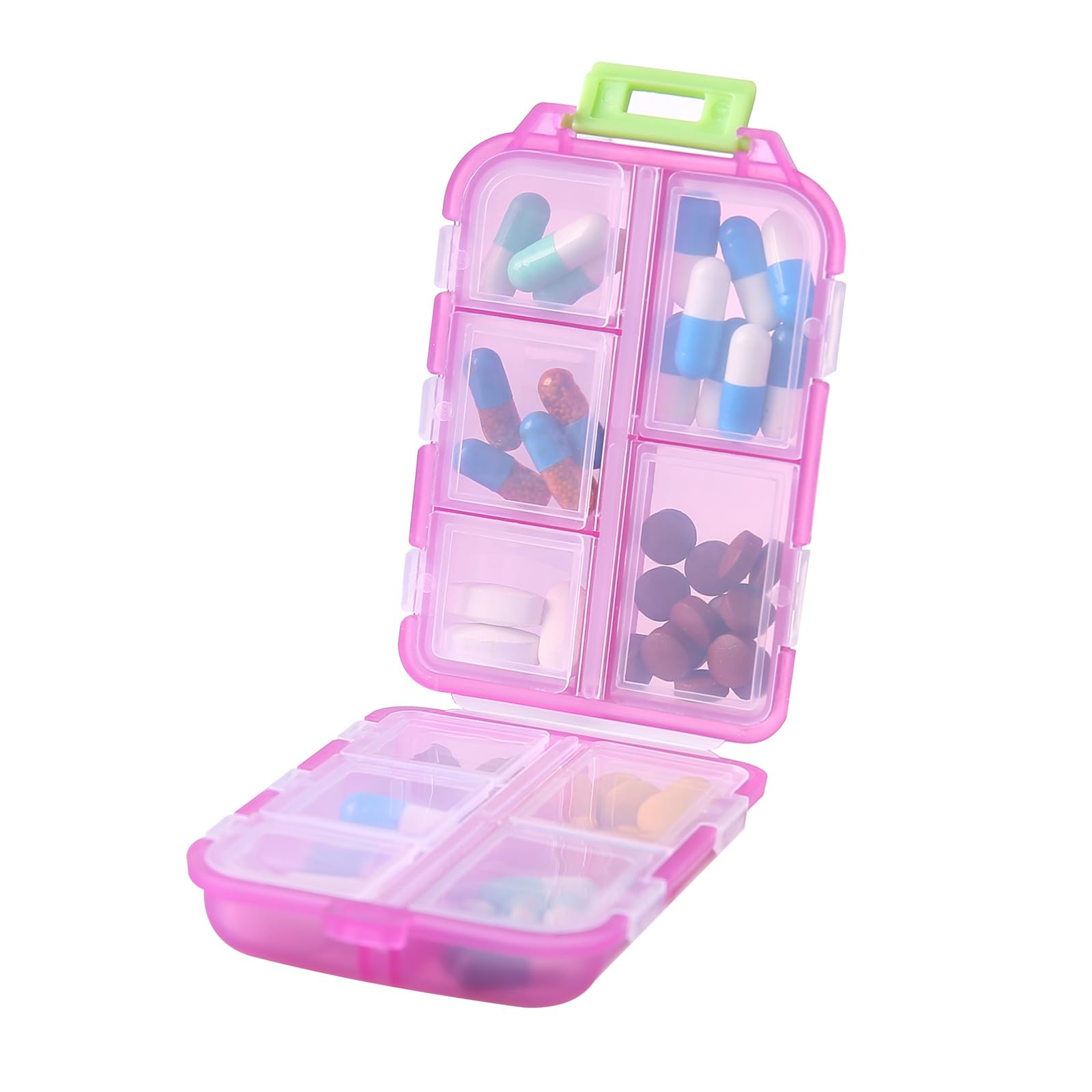 1Pack Travel Pill Organizer - 10 Compartments Pill Case, Compact and Portable Pill Box, Perfect for On-The-Go Storage, Pill Holder for Purse Blue