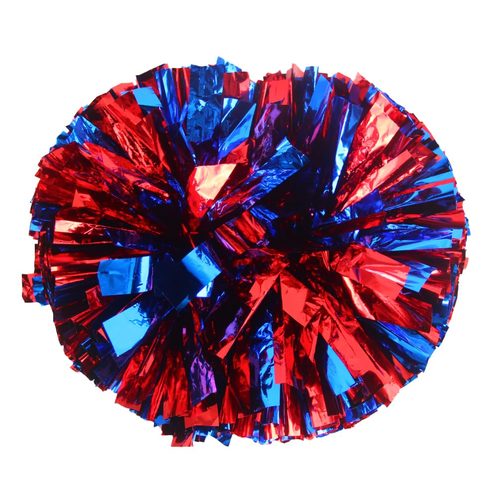 Lovecheer 2PCS/6PCS Metallic Pom Poms Cheerleading with Baton Handle Cheer Pompoms for Kids Adults Team Sports Spirit Party Cheering