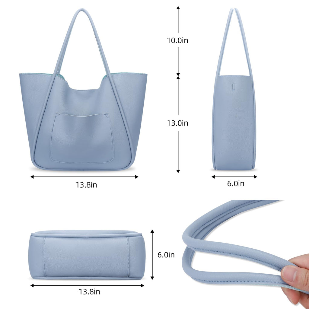 KKXIU Tote Bag for Women Vegan Leather Shoulder Purse Large Capacity Travel Bag