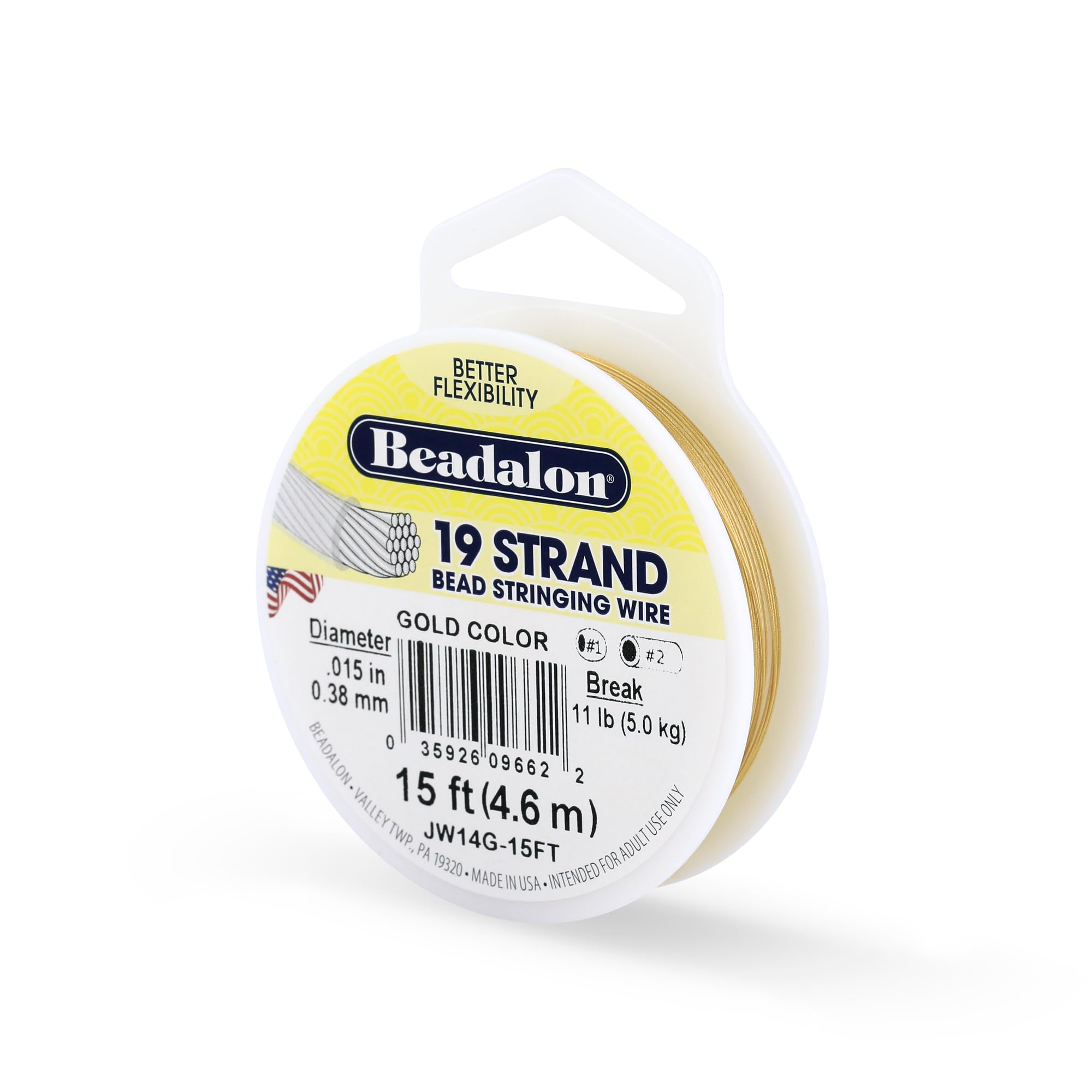 Beadalon 19 Strand Stainless Steel Bead Stringing Wire, .010 in / 0.25 mm, Bright, 100 ft / 31 m
