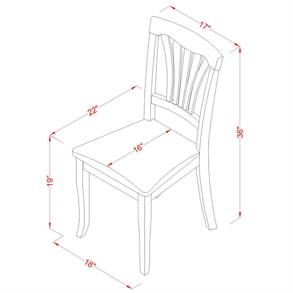 East West Furniture AVC-BLK-W Avon Dining Room Chairs - Slat Back Solid Wood Seat Chairs, Set of 2, Black & Cherry