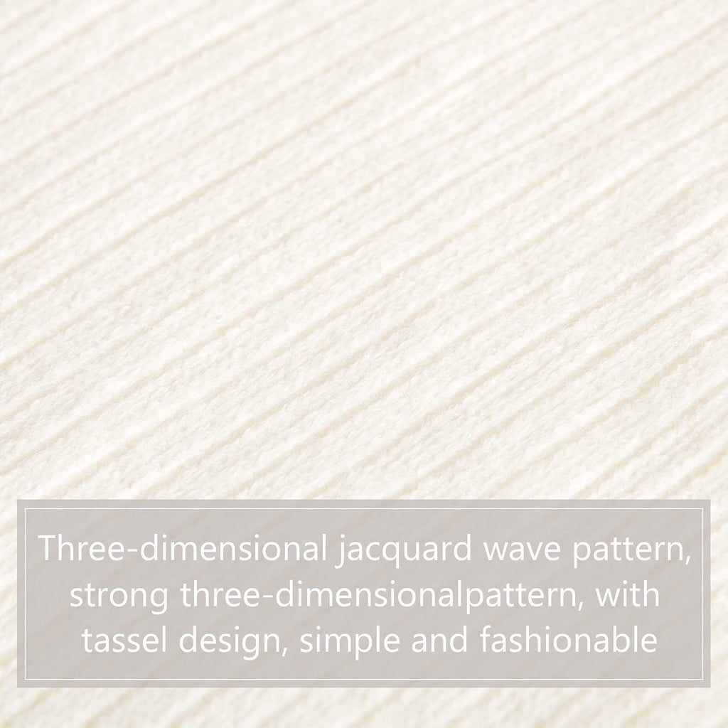 NTBAY Acrylic Knitted Throw Blanket, Lightweight and Soft Cozy Decorative Woven Blanket with Tassels for Travel, Couch, Bed, Sofa, 51x67 Inches, Grey Wave