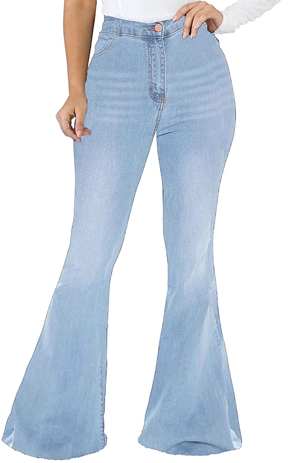 Bell Bottom Jeans for Women Ripped High Waisted Classic Flared Denim Pants