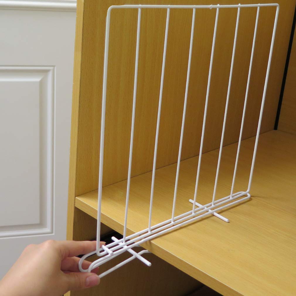 Evelots Wire Shelf Dividers - Extra Closet Organization and Storage for Home or Office -4 Pack- New Removable Hooks - Tall Shelf Separators - Easy to Clip -No Tool- Sturdy Coated Steel - 12 Inch Tall