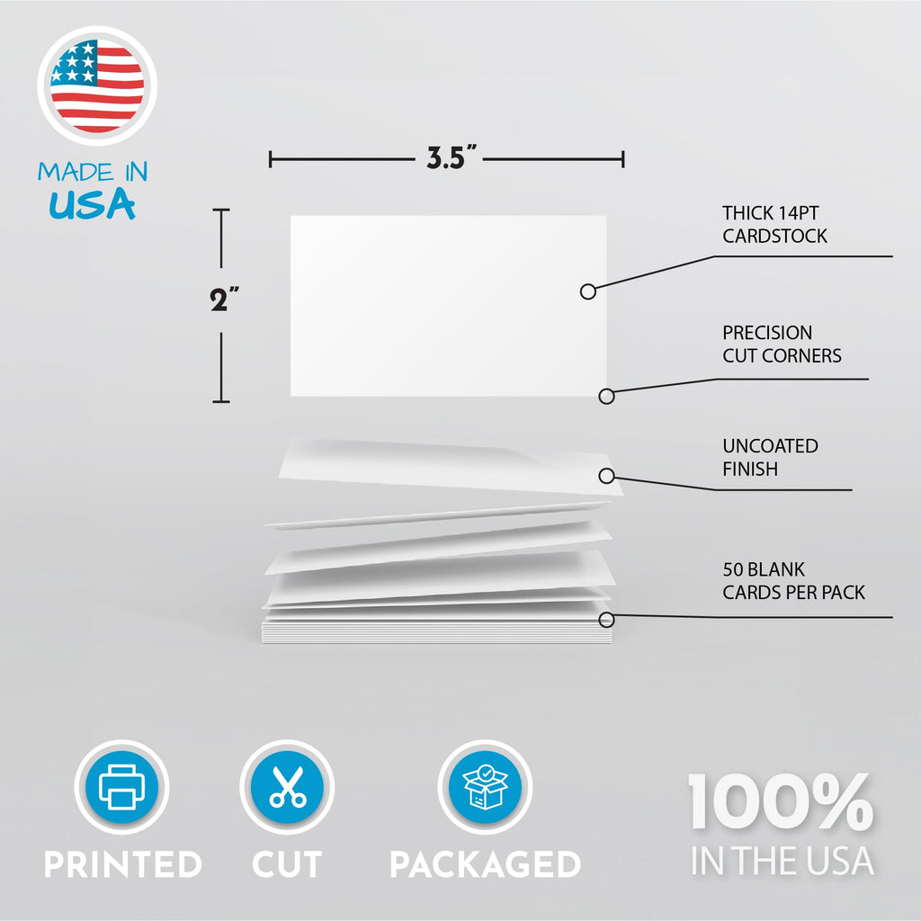 Home Advantage 2x3.5 Blank Index Cards - Our 50 Pack of Blank Note Cards Use Heavy Duty Cardstock to Make Them Bleed Proof - These Plain Index Cards Make Great Blank Business Cards & Blank Flashcards