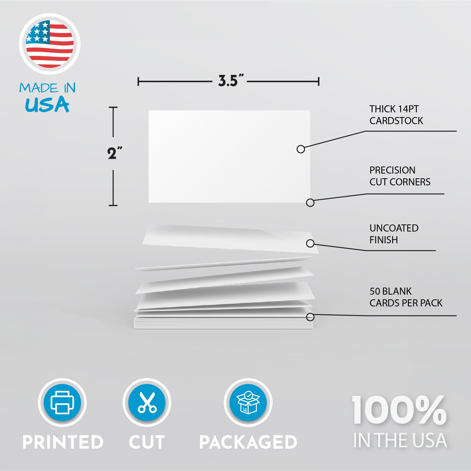 Home Advantage 2x3.5 Blank Index Cards - Our 50 Pack of Blank Note Cards Use Heavy Duty Cardstock to Make Them Bleed Proof - These Plain Index Cards Make Great Blank Business Cards & Blank Flashcards