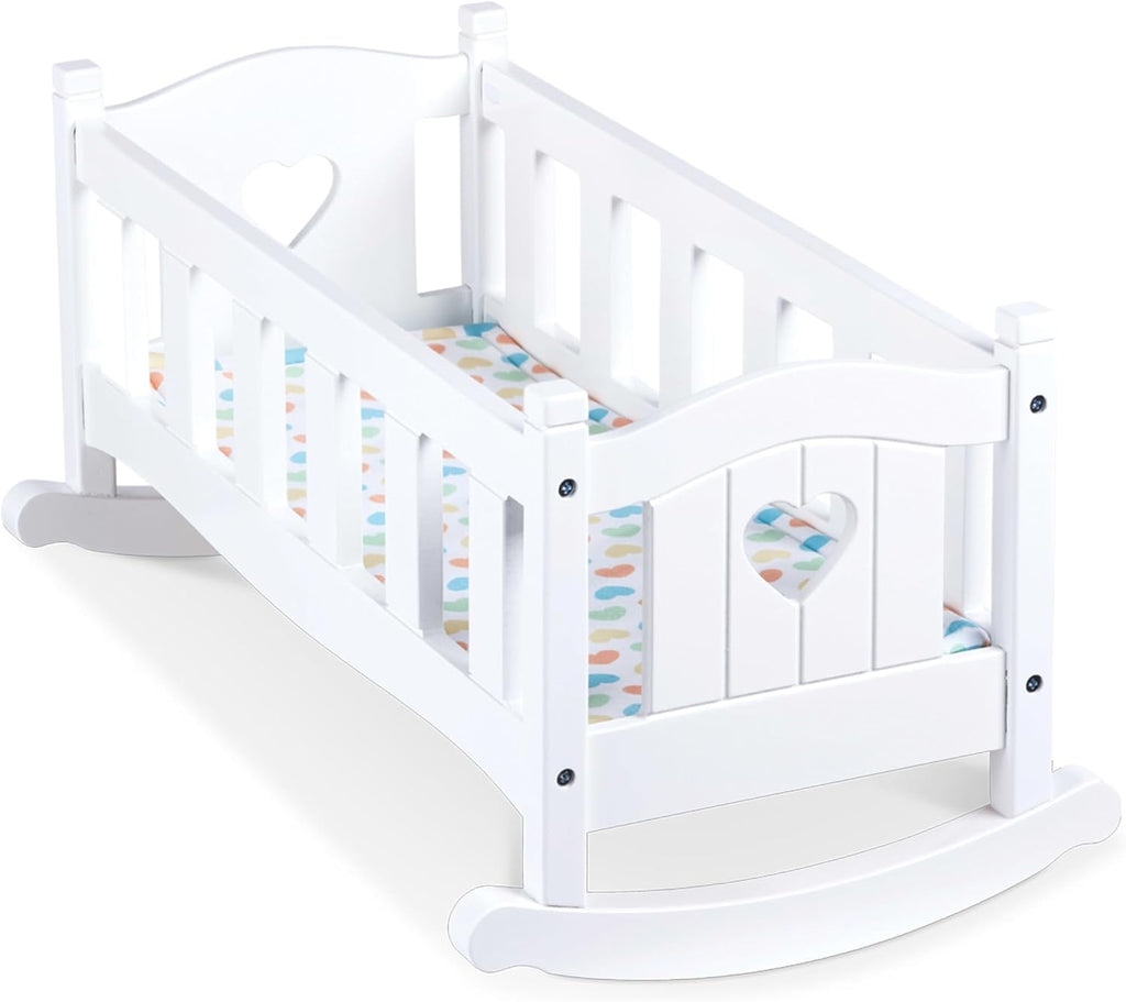 Melissa & Doug Wooden Play Cradle for Dolls - Baby Doll Crib and Baby Doll Bed with Mattress, Doll Accessories for Pretend Play and Stuffed Animals, Ages 3+