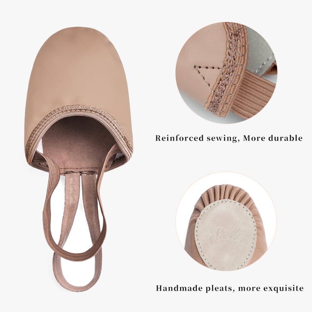 Stelle Leather Half Soles Dance Shoes Womens Lyrical Pirouette Turners Dance Shoes for Turning (Girls/Boys/Men/Adult)