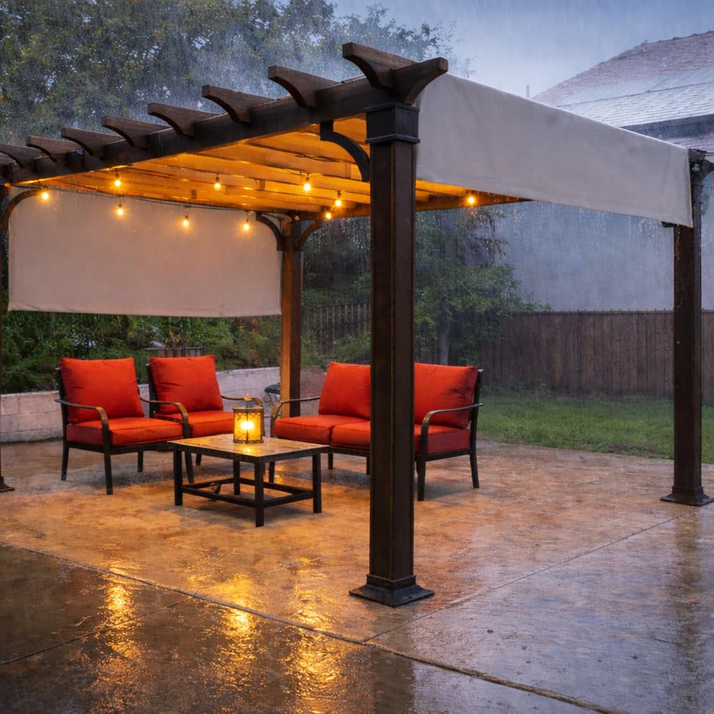 Alion Home Waterproof Pergola Cover - Universal Replacement Canopy (12' L x 8' W, Sand)