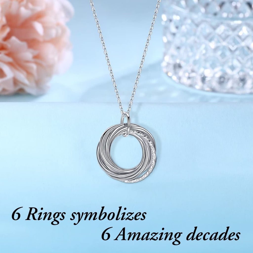 IEFLIFE Birthday Gifts for Women, Sterling Silver Chain Birthday Necklaces, 40th 50th 60th 70th 80th 90th Birthday Necklace, 40 50 60 70 80 90 Years Old Birthday Gifts, 4 5 6 7 8 9 Decade Birthday Jewelry for Women