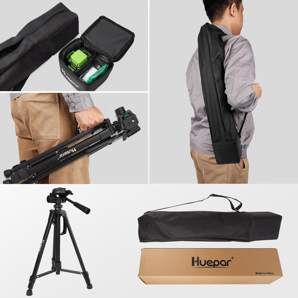 Huepar B03CG Professional 3D Laser Level 360° Self Leveling with 50" Tripod, 3x360 Niveau Laser Tool, 3 Plane Cross Line Lazer Leveler Green Beam, Type-C Charging Port Included