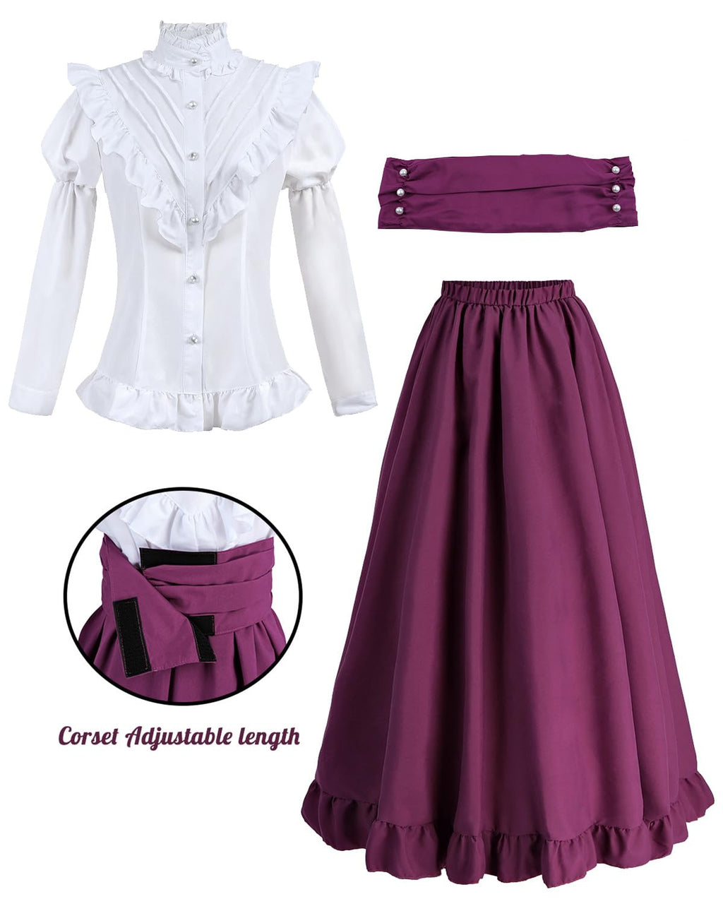 Victorian Dress for Women 2-Pieces 1800s Edwardian Dress Ball Gown Renaissance Costume