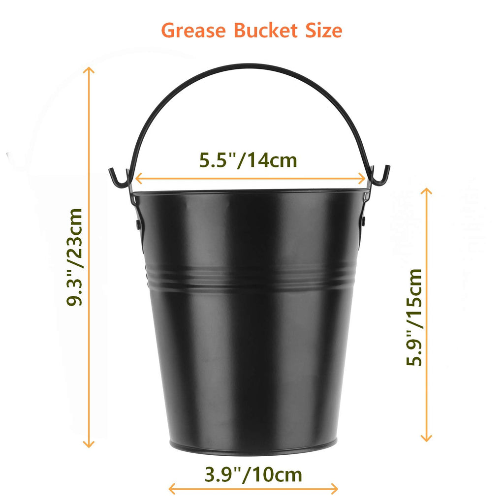 Drip Grease Bucket and 12-Pack Liners for Traeger 20/22/34 Series, Pit Boss etc Pellet Grill Smoker (Black 12)